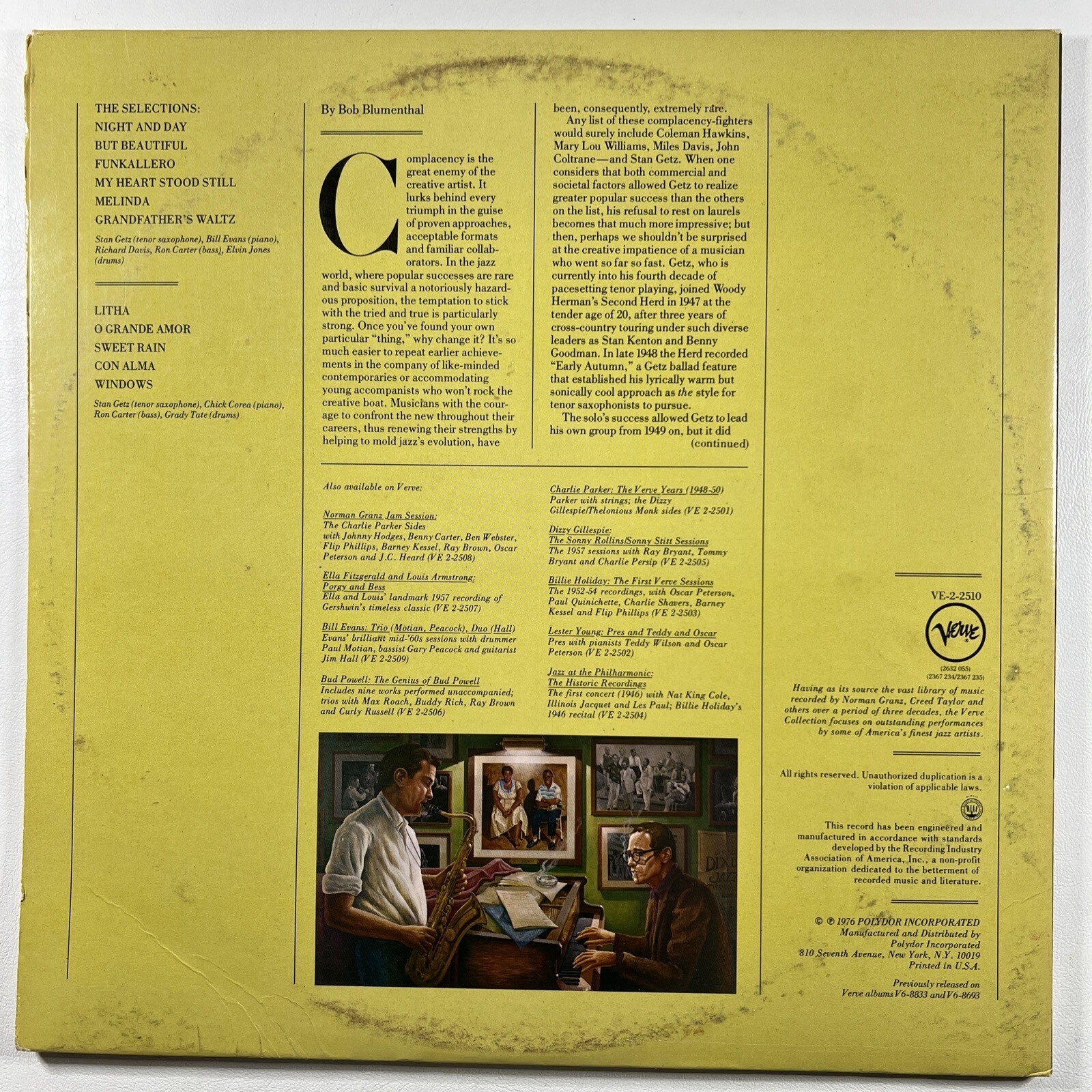 Stan Getz "The Chick Corea/Bill Evans Sessions" 2LP/Verve VE-2-2510 (VG+) 1976 - Image 2