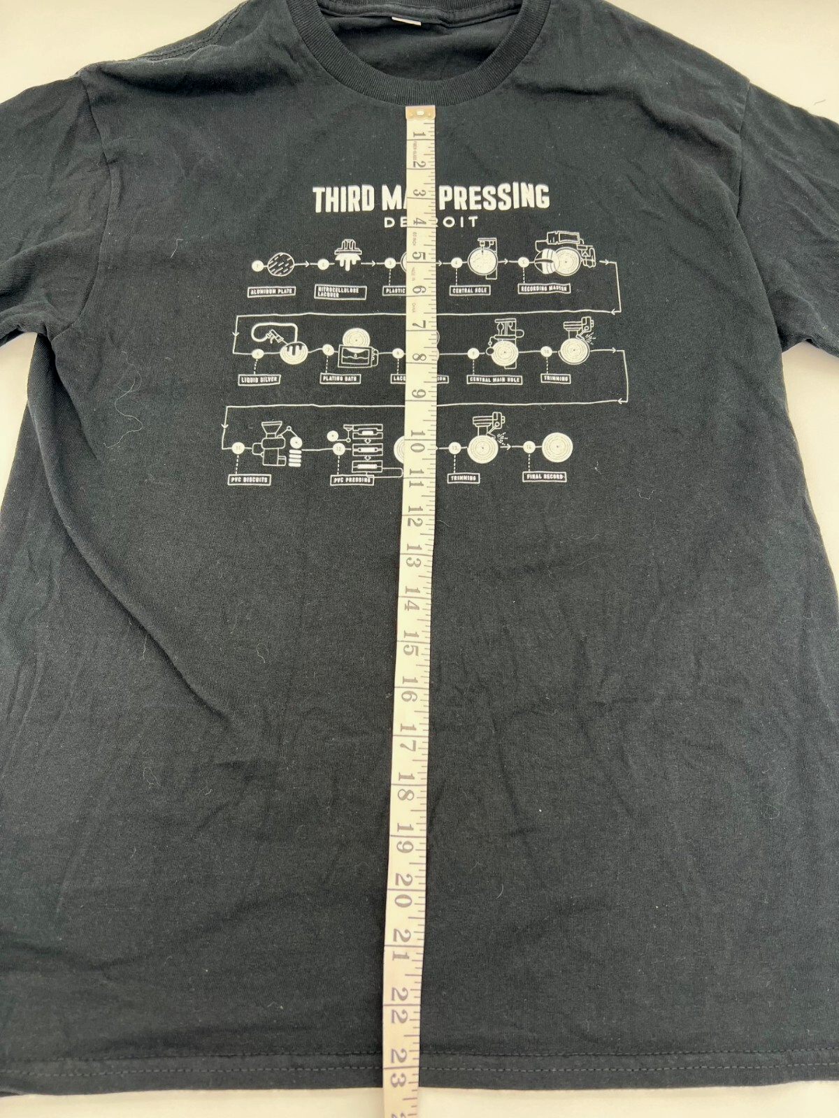 Third Man Records Vinyl Pressing Plant Detroit Logo T Shirt (Medium) Black - Image 4