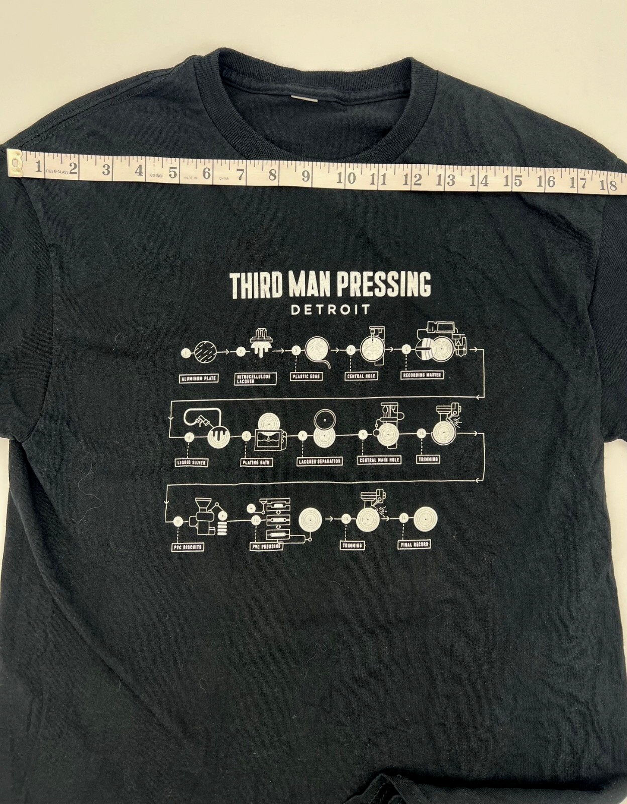 Third Man Records Vinyl Pressing Plant Detroit Logo T Shirt (Medium) Black - Image 5