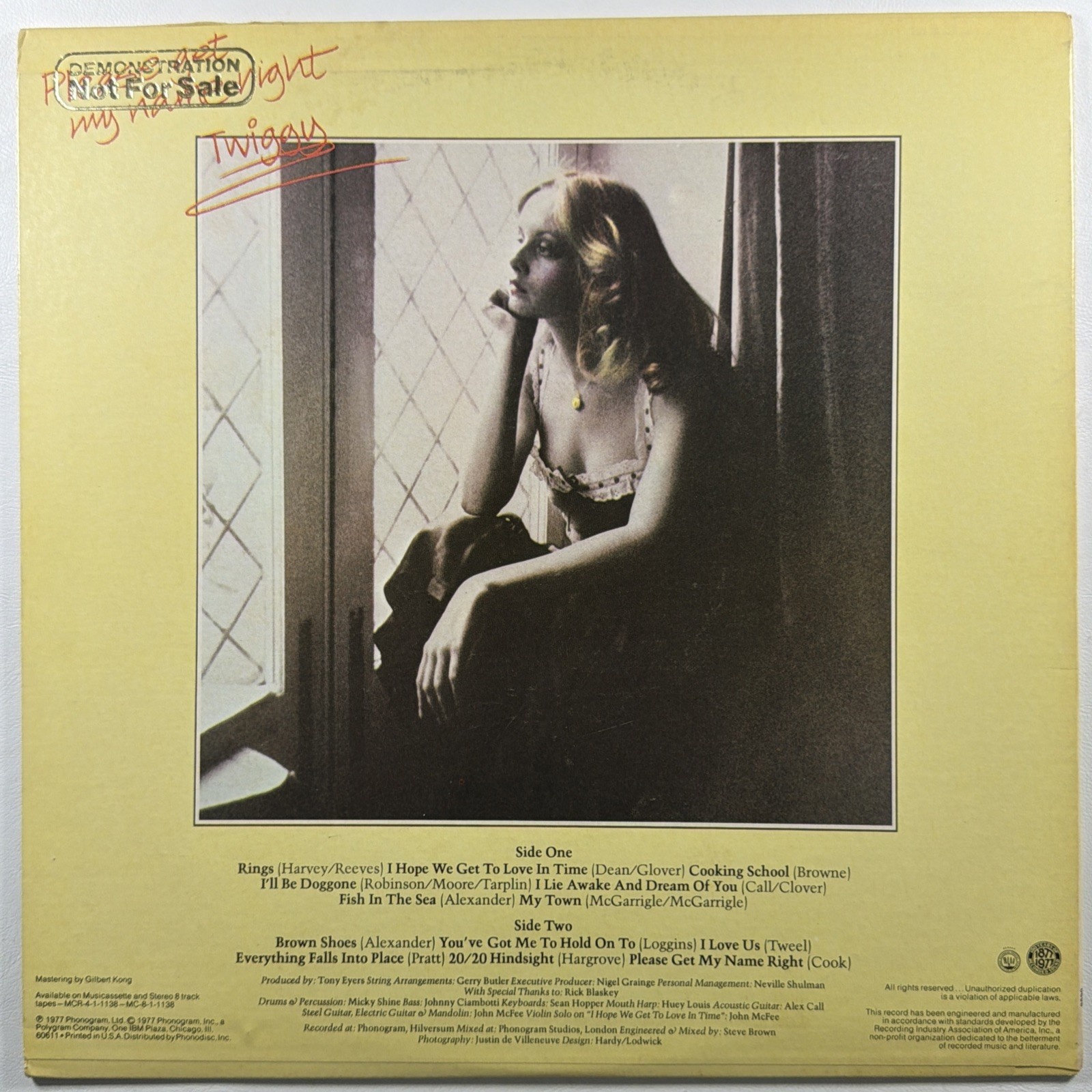 Twiggy - Please Get My Name Right LP Mercury SRM-1-1138 NM Promo 1977 - Image 2