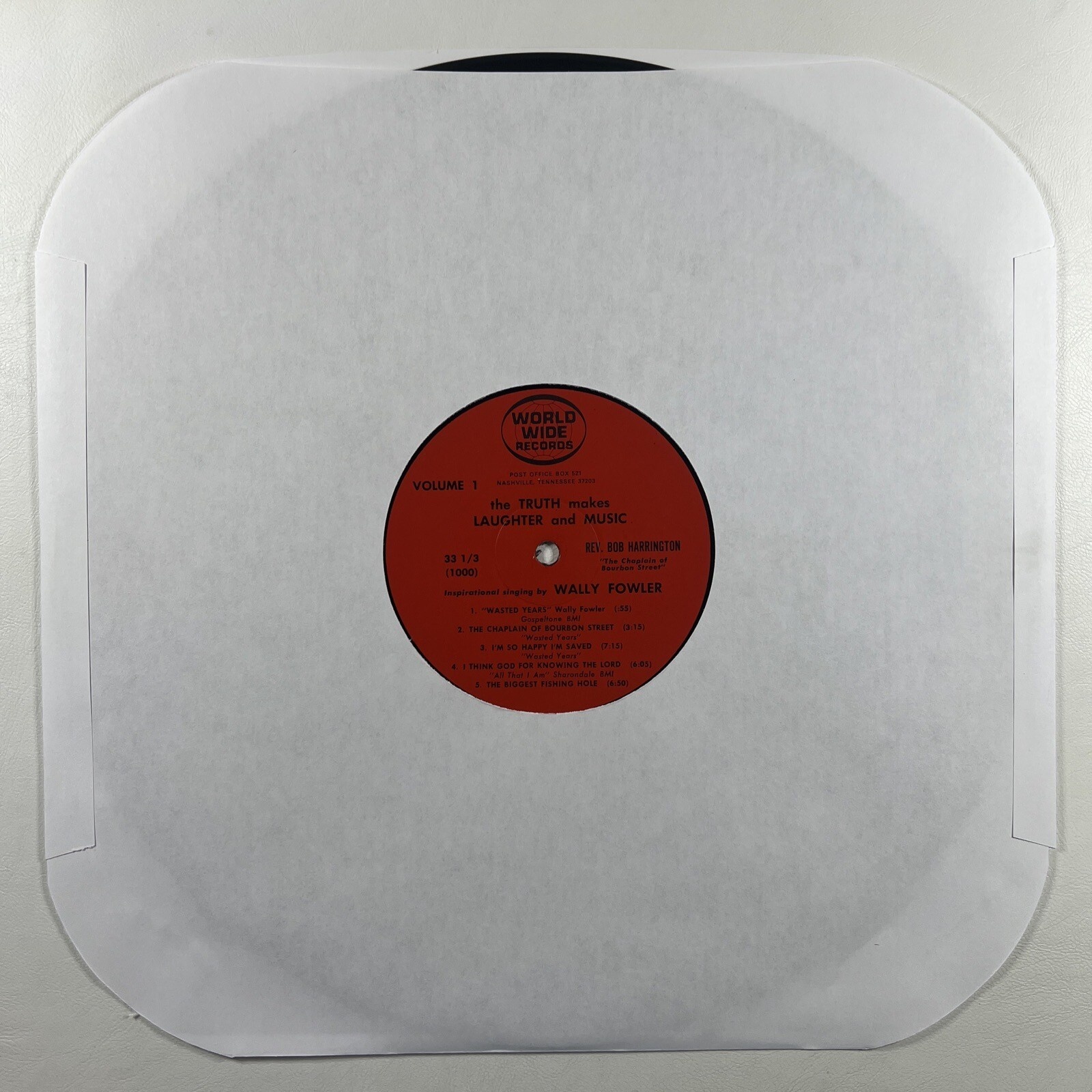Bob Harrington Feat/Wally Fowler - “The Truth Makes Laughter & Music” LP (EX) - Image 3