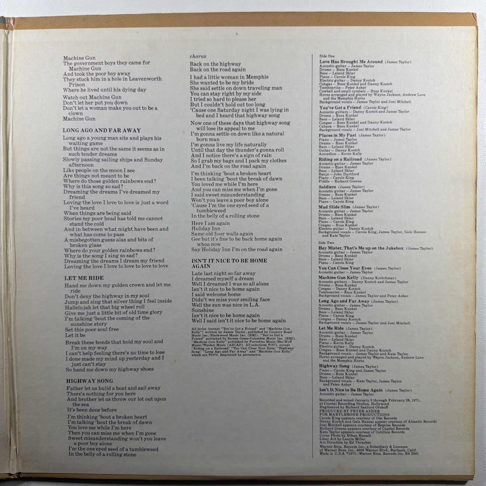 James Taylor - Mud Slide Slim LP Warner Bros. BS2561 EX 1971 You’ve Got A Friend - Image 4