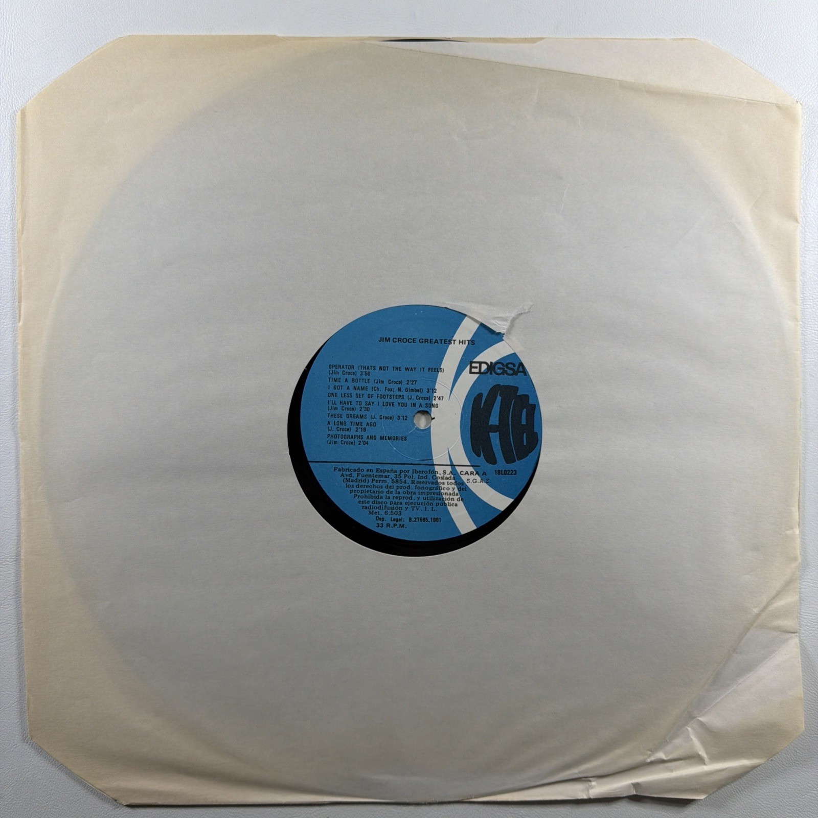 Jim Croce - Greatest Hits LP K-tel 18L0223 EX 1980 Spain Time In A Bottle - Image 3
