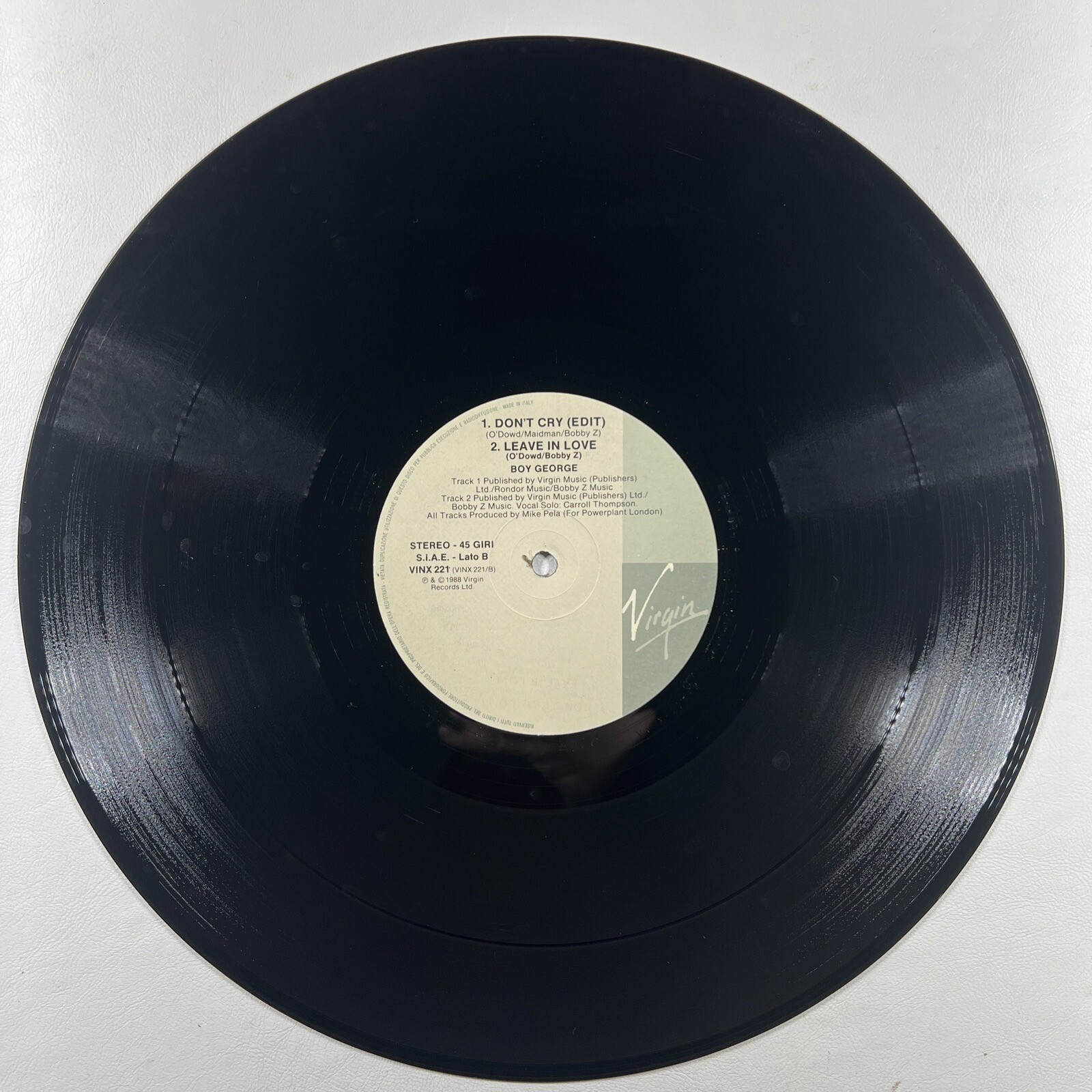 Boy George “Don't Cry/Leave In Love” Single 12”/Virgin VINX 221 (EX) UK 1988 - Image 4