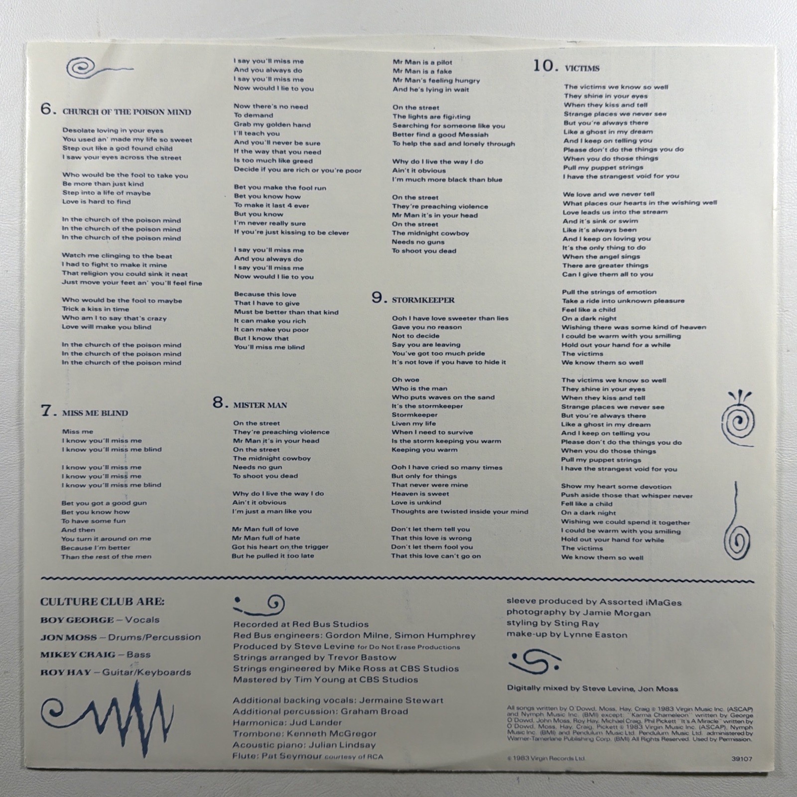 Culture Club – Colour By Numbers LP Epic QE 39107 NM Promo 1983 Karma Chameleon - Image 3