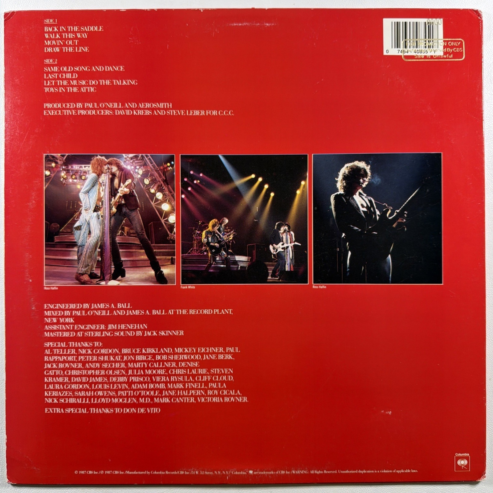 Aerosmith - Classics Live! II LP Columbia FC 40855 NM Promo 1987 1987 - Image 2