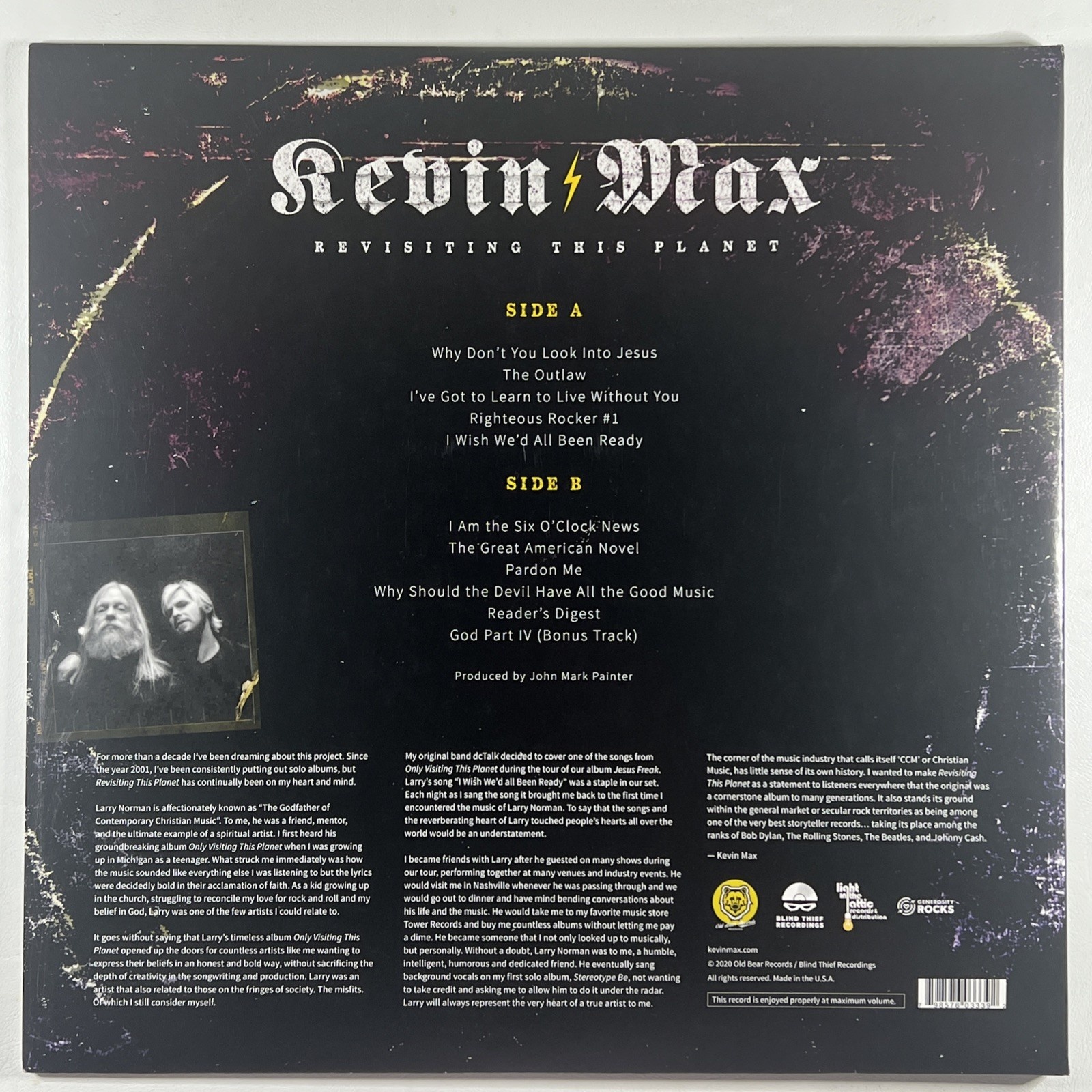 Kevin Max “Revisiting This Planet” LP/Old Bear Records OBRR18 (EX) Autograph - Image 2
