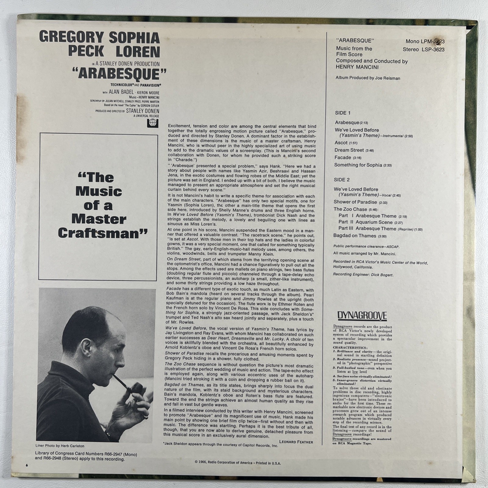 Henry Mancini “Arabesque” LP/RCA VICTOR LSP-3623 (NM) 1966 - Image 2