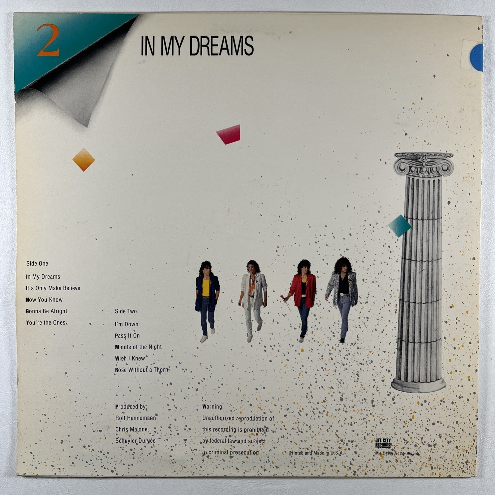 Perennial “In My Dreams” LP/Jet City Records (NM) Insert 1986 Hard Rock - Image 2
