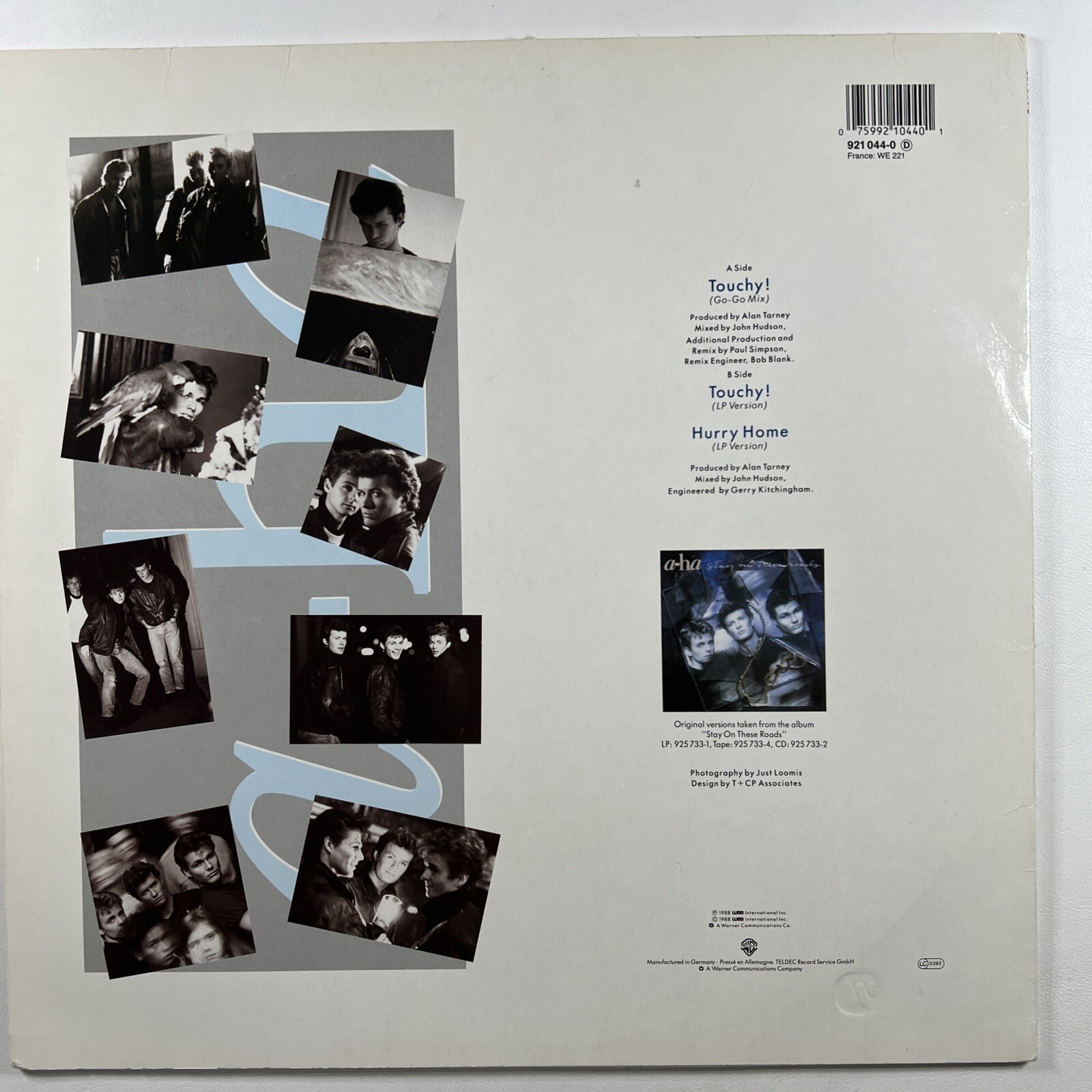 a-ha “Touchy! (Go-Go Mix) / Hurry Home LP/Warner Bros.1988 UK 12" Single (VG+) - Image 2