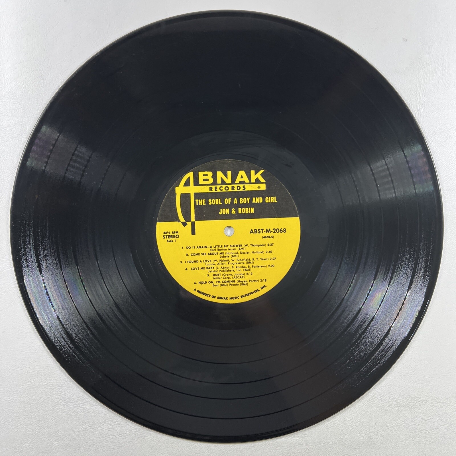 JON & ROBIN “The Soul Of A Boy & Girl” LP/Abnak Records ABST-M-2068 (VG+) - Image 3