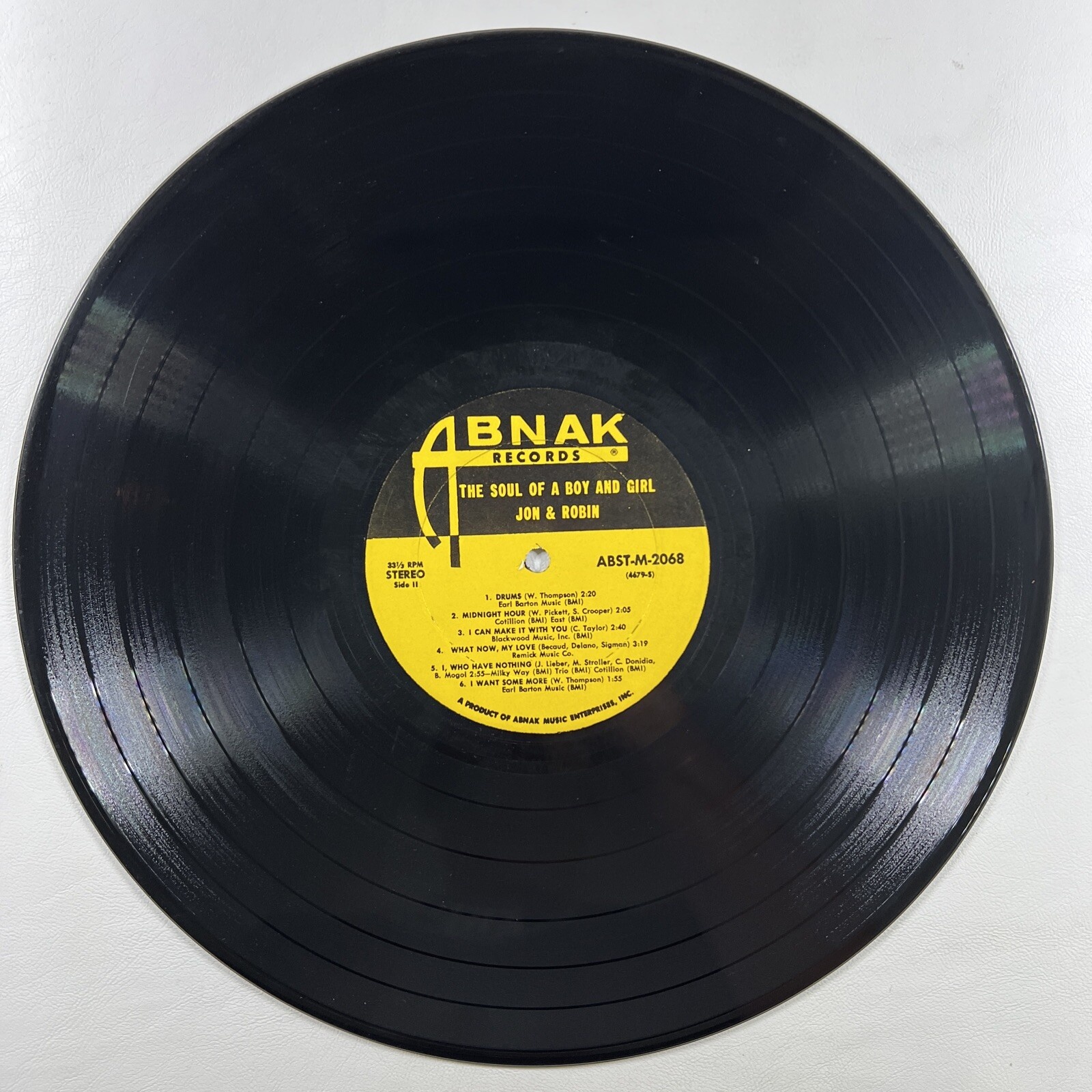 JON & ROBIN “The Soul Of A Boy & Girl” LP/Abnak Records ABST-M-2068 (VG+) - Image 4