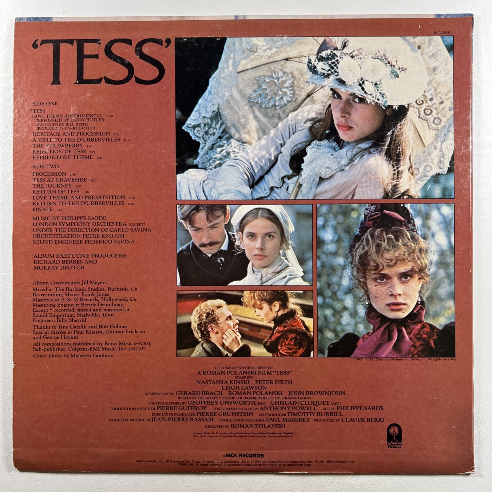 “TESS” Original Motion Picture Soundtrack LP/MCA-5193 (EX) 1981 - Image 2