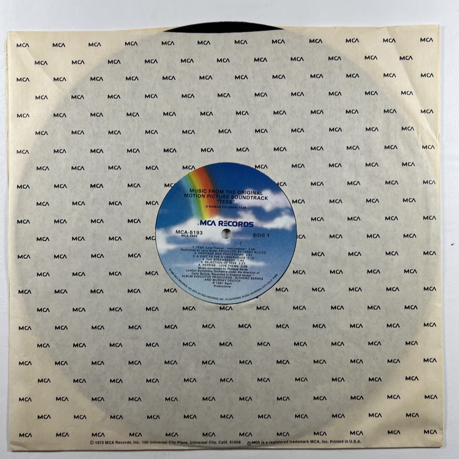 “TESS” Original Motion Picture Soundtrack LP/MCA-5193 (EX) 1981 - Image 3