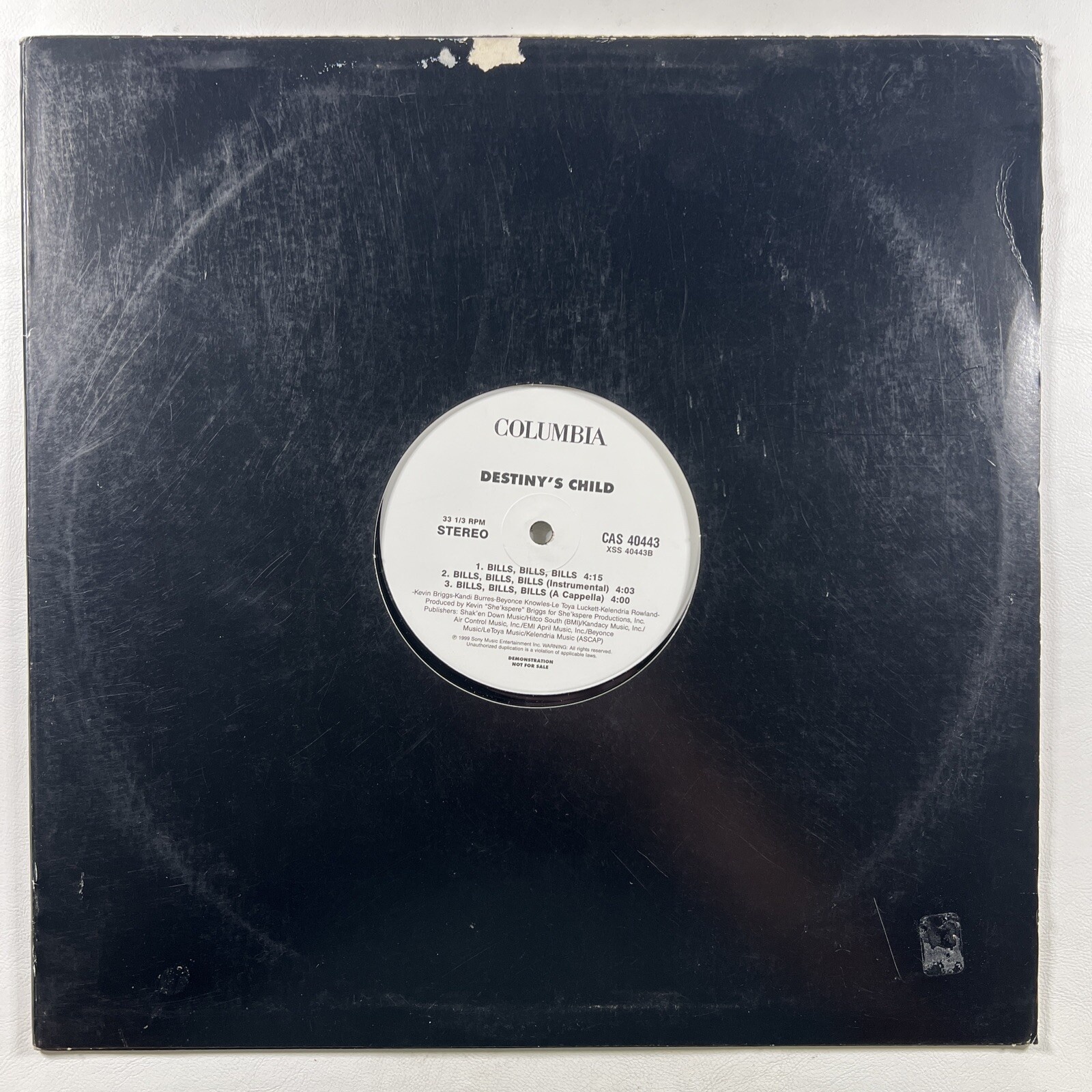 Destinys Child “Bills, Bills, Bills” LP/12” Single CAS 40443 (EX) White Lb Promo - Image 3