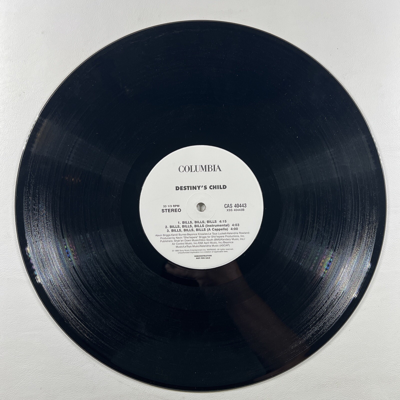 Destinys Child “Bills, Bills, Bills” LP/12” Single CAS 40443 (EX) White Lb Promo - Image 4