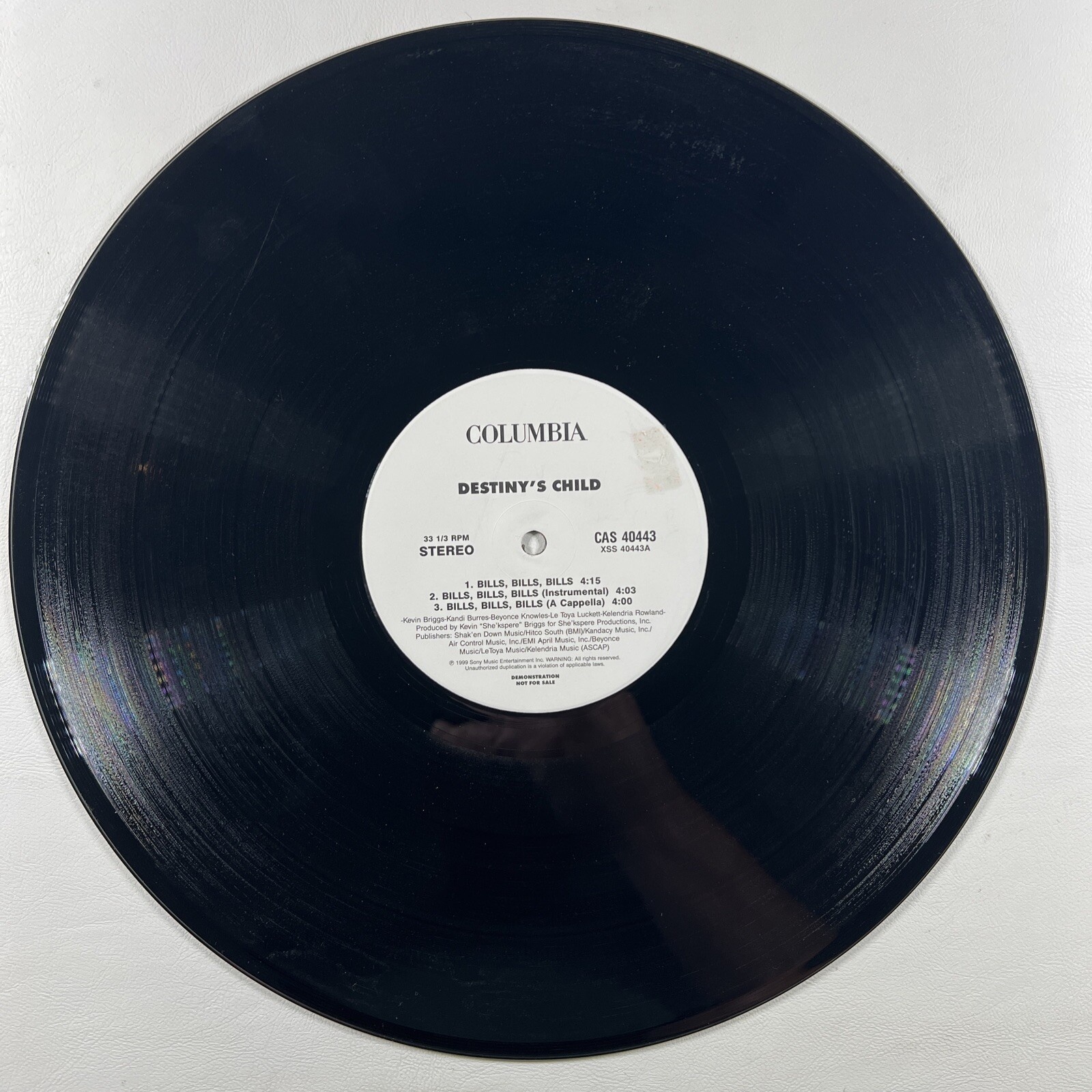 Destinys Child “Bills, Bills, Bills” LP/12” Single CAS 40443 (EX) White Lb Promo - Image 5
