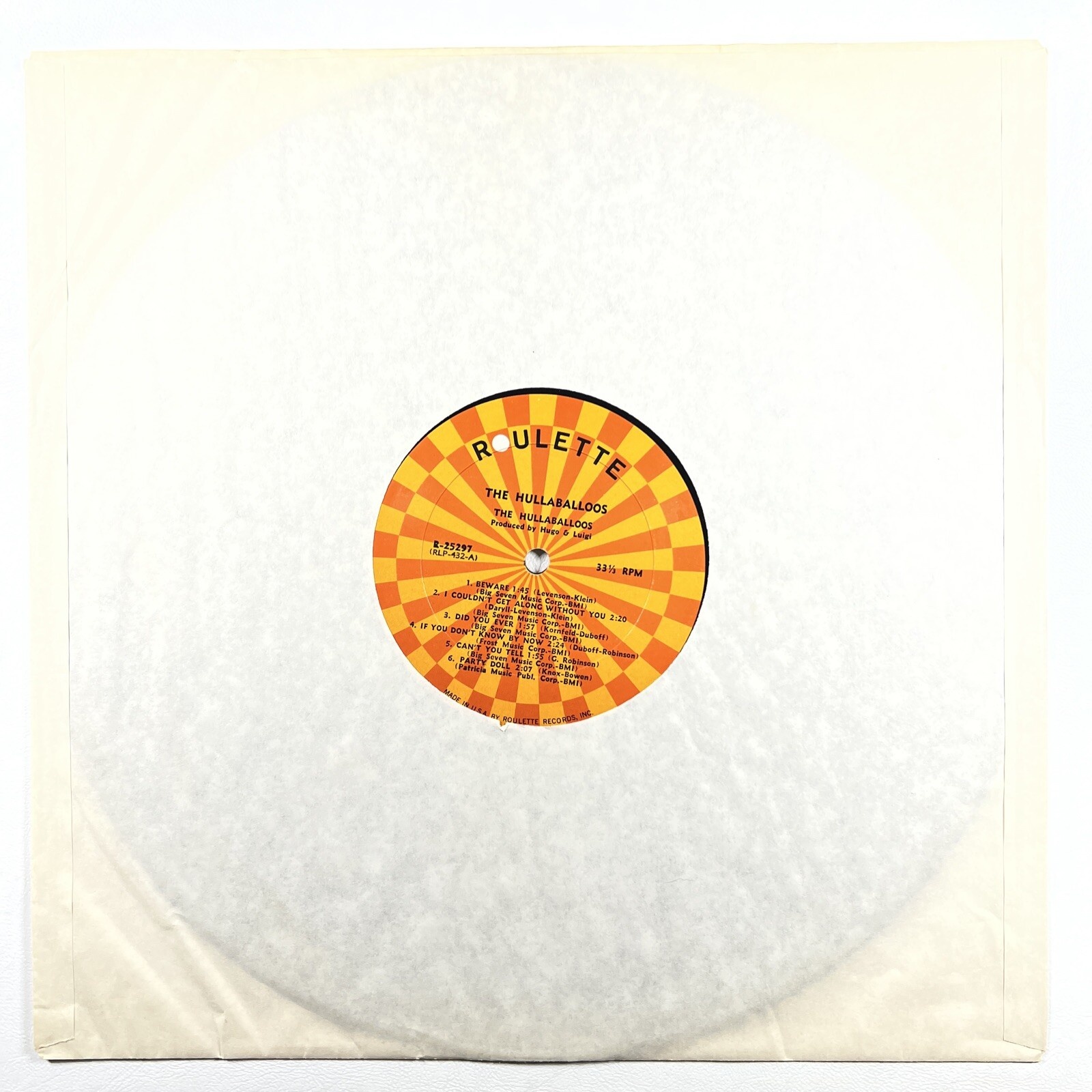 The Hullaballoos “Self-Titled” LP/Roulette R-25297 (VG) 1965 Mono - Image 3