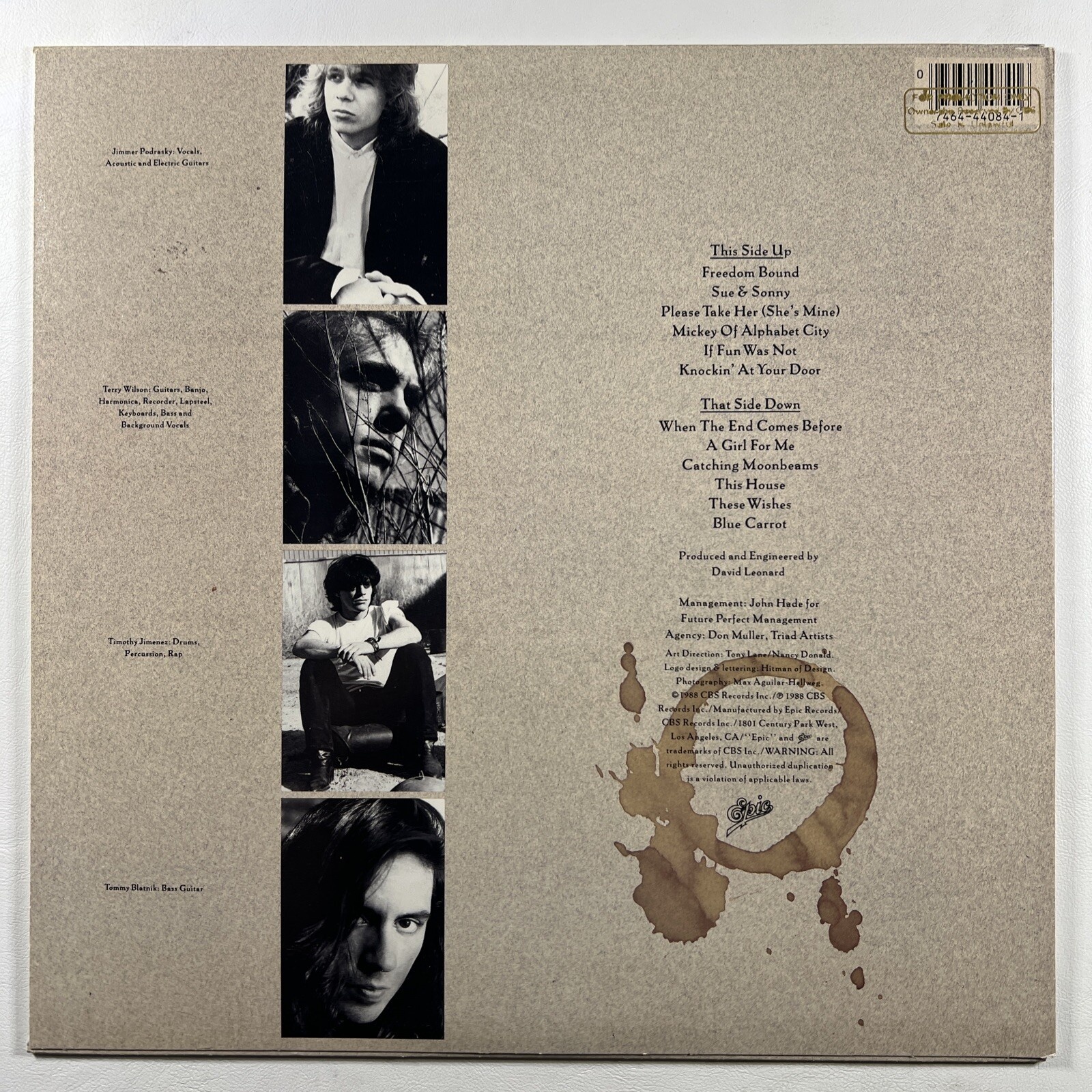 The Rave Ups “The Book Of Your Regrets” LP/Epic BFF44084 (EX) Promo - Image 2