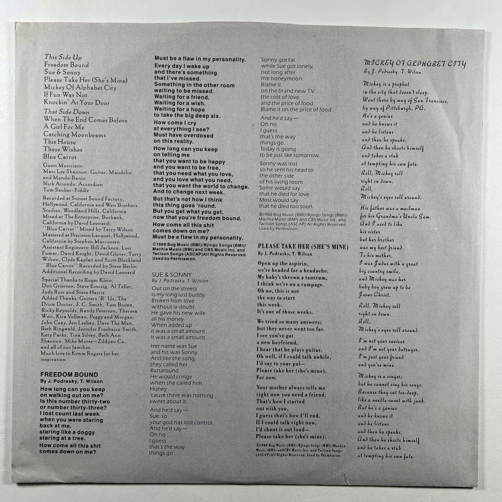 The Rave Ups “The Book Of Your Regrets” LP/Epic BFF44084 (EX) Promo - Image 4