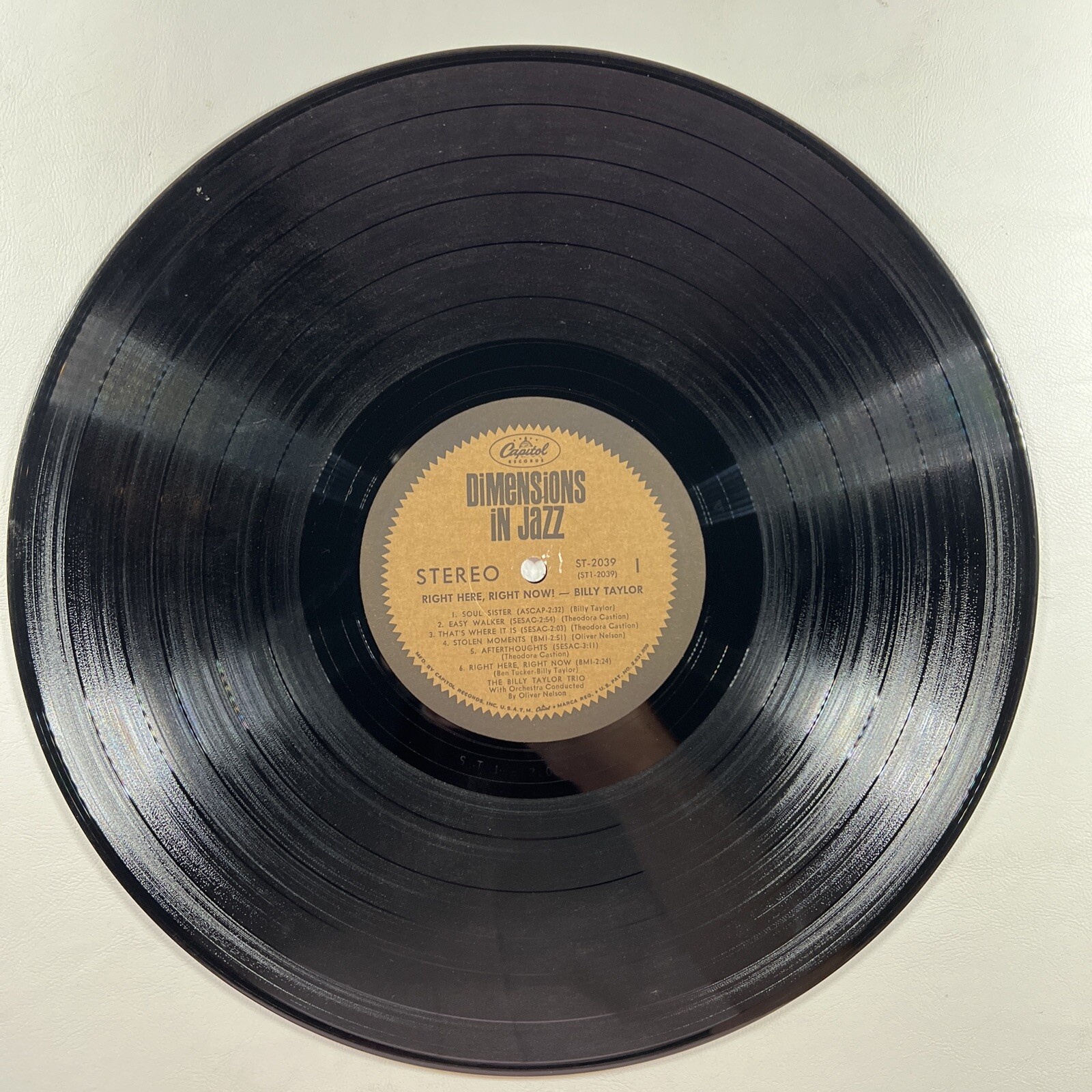 Billy Taylor “Right Here, Right Now” LP/Capitol ST-2039 (VG+) 1964 Shrinkwrap - Image 5