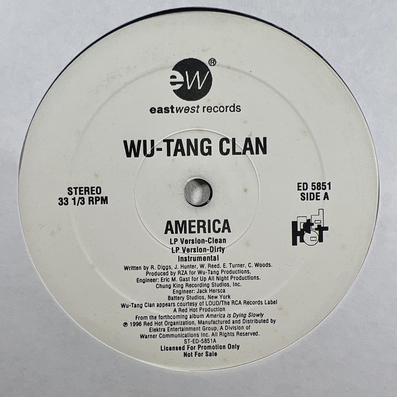 Wu-Tang Clan “America Is Dying Slowly” LP/ED5851 EastWest (VG) Promo 1996