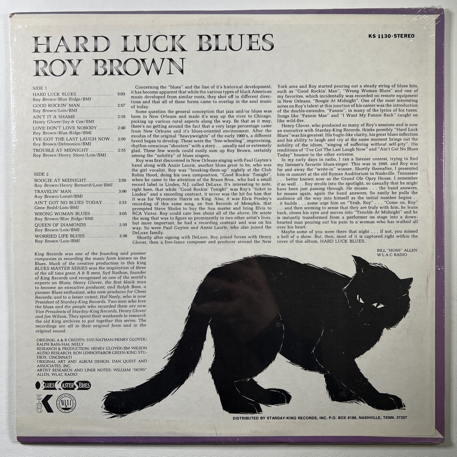 Roy Brown “Hard Luck Blues” LP/King Records KS1130 (Sealed) 1971 - Image 2