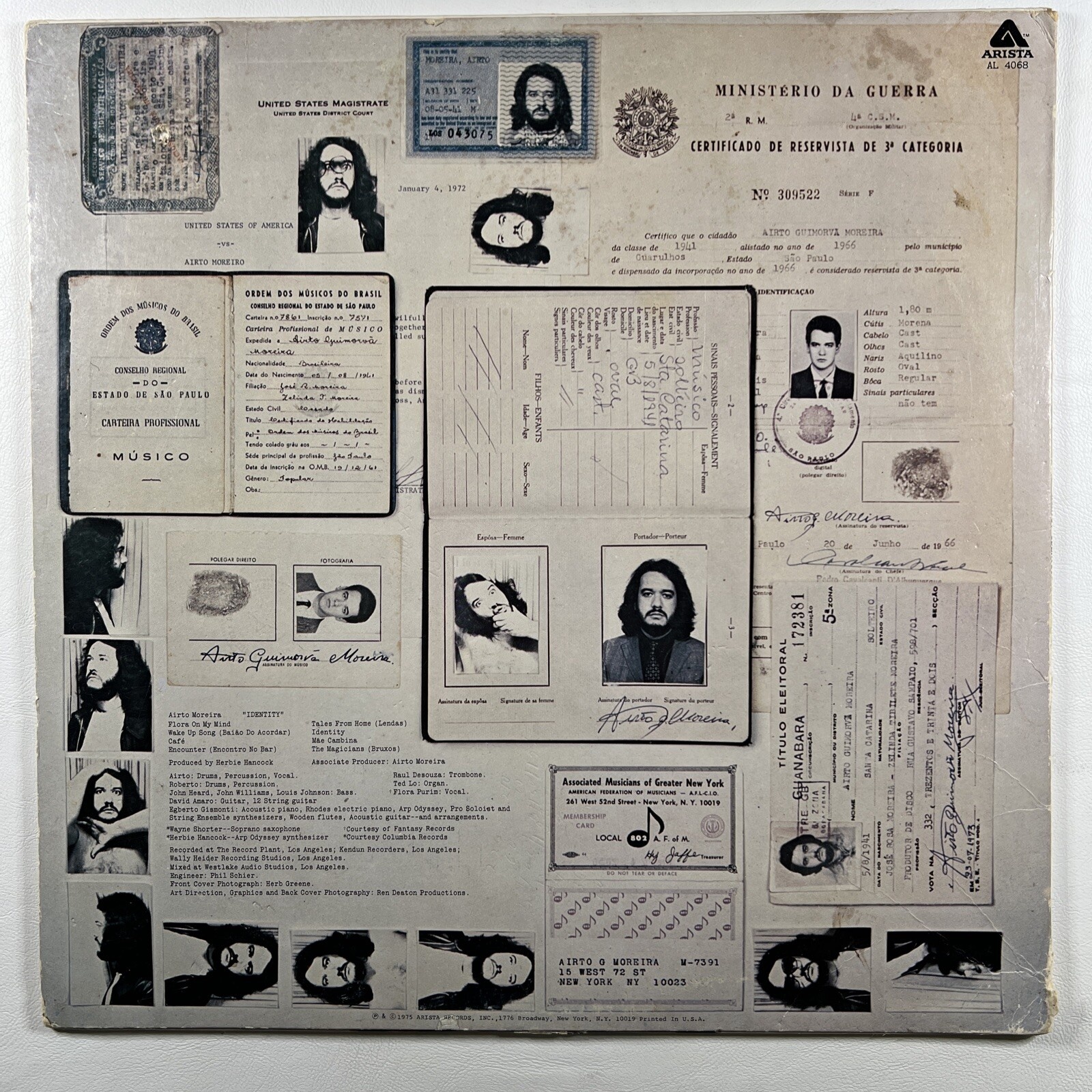 Airto “Identity” LP/Arista AL 4068 (EX) 1975 WHITE LABEL PROMO - Image 3