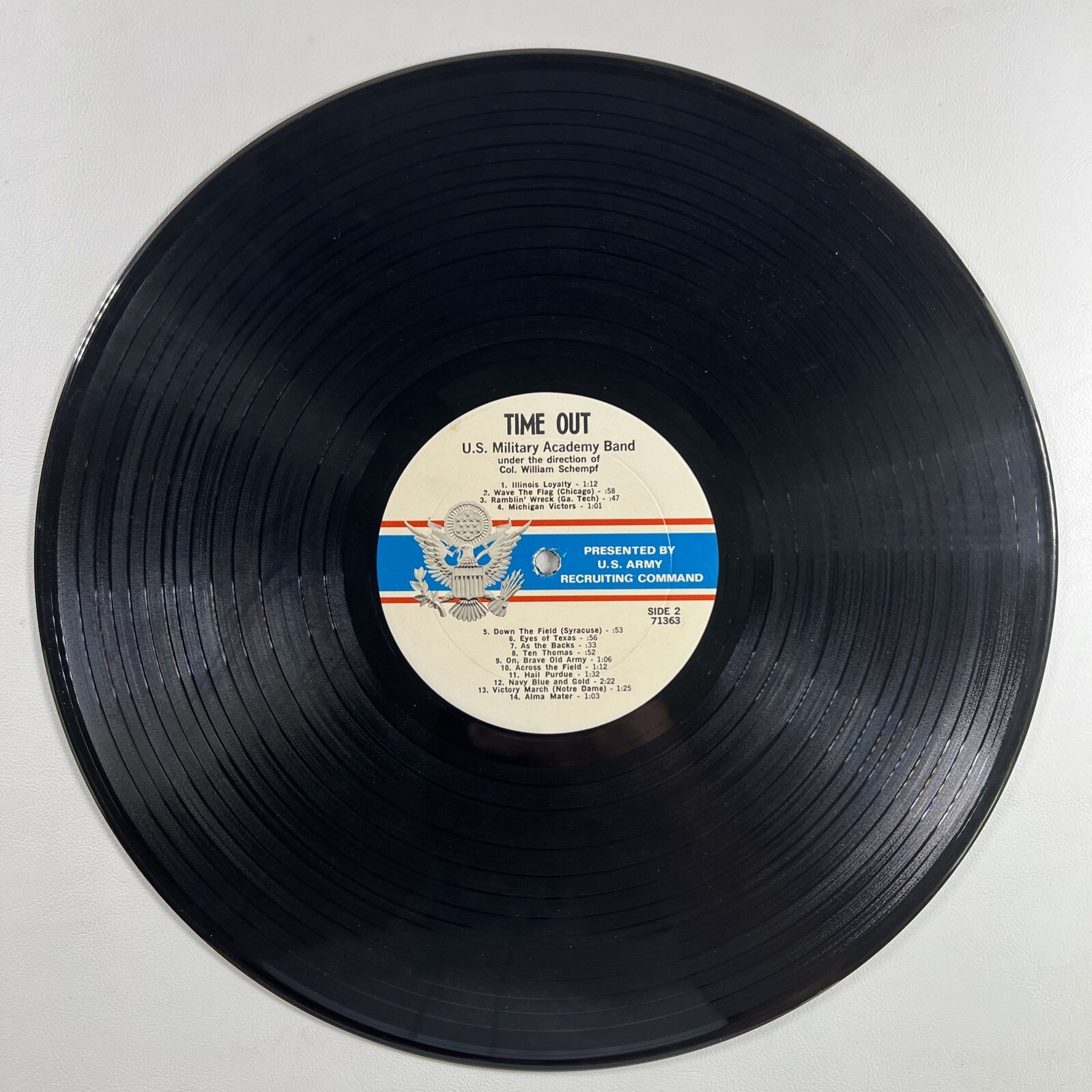U.S. Army West Point U.S. Military Bands Time Out” LP/Century 71364 (VG+) - Image 4