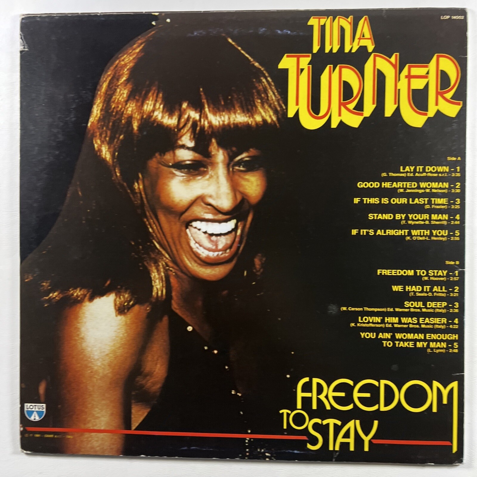 Tina Turner ”Freedom To Stay” LP/Lotus LOP 14002 (EX) 1981 Italy - Image 2