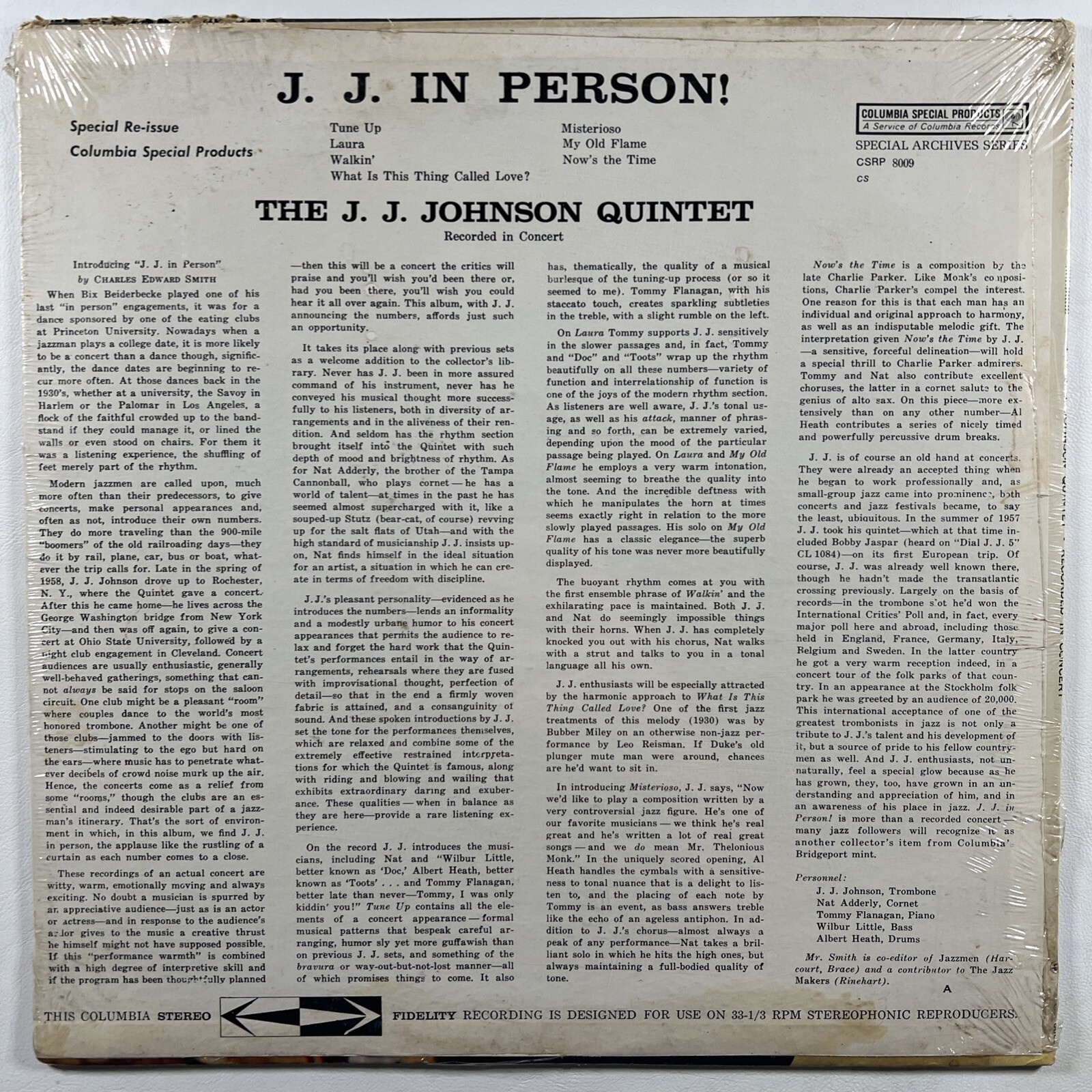 The J.J. Johnson Quintet ”J.J. In Person!” LP/Columbia CS 8009 (SEALED) - Image 2