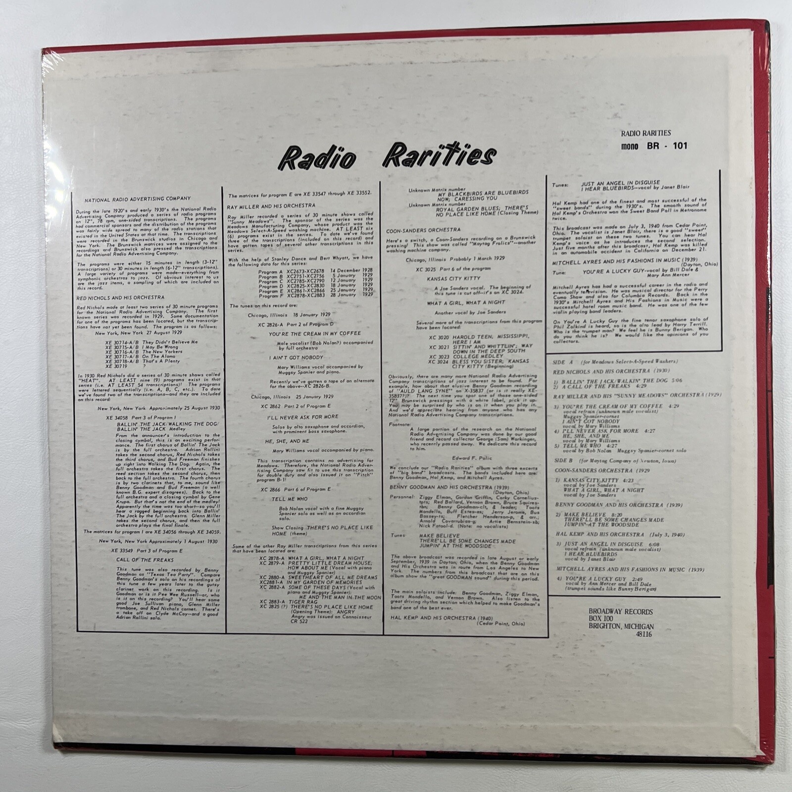 Radio Rarities - Various Artists LP/Broadway BR-101 (Sealed) Mono - Image 2