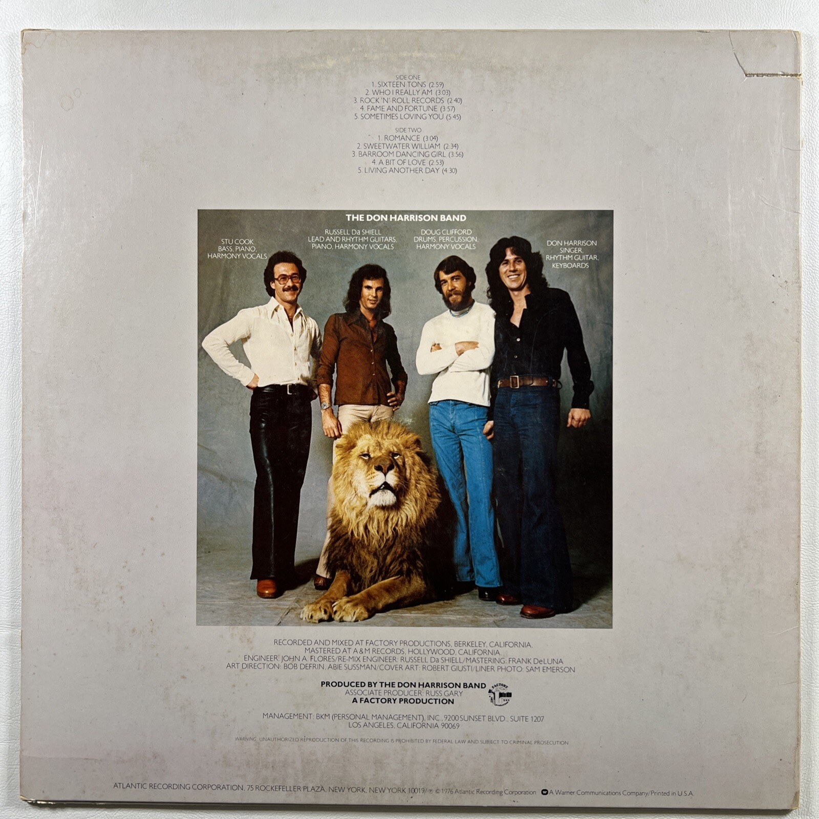 The Don Harrison Band “Self Titled” LP/Atlantic SD 18171 (EX) Promo 1976 - Image 2