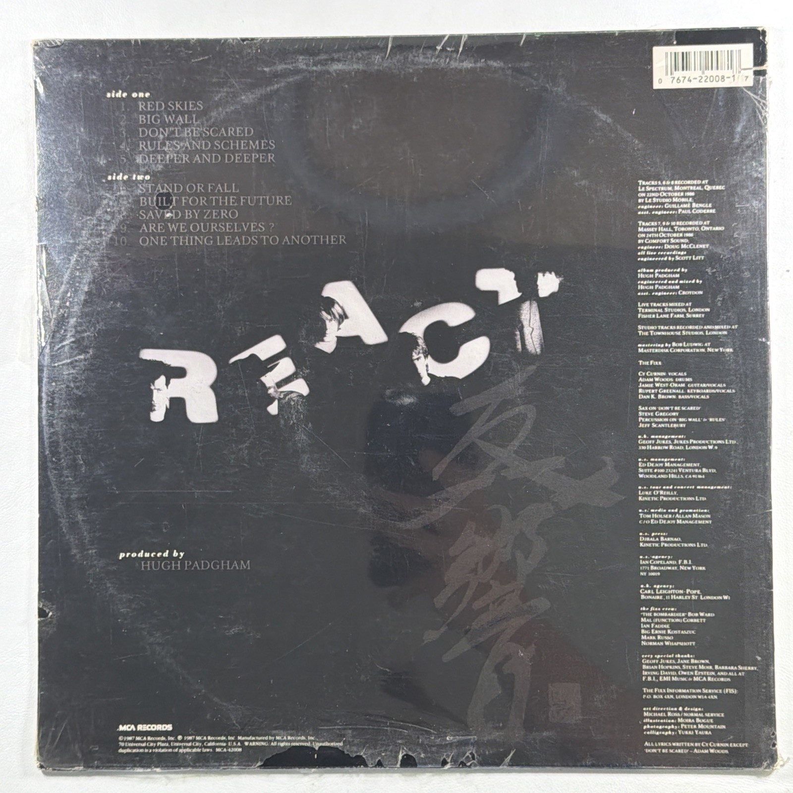 The Fixx - React LP MCA-42008 Sealed 1987 Hype Sticker - Image 2