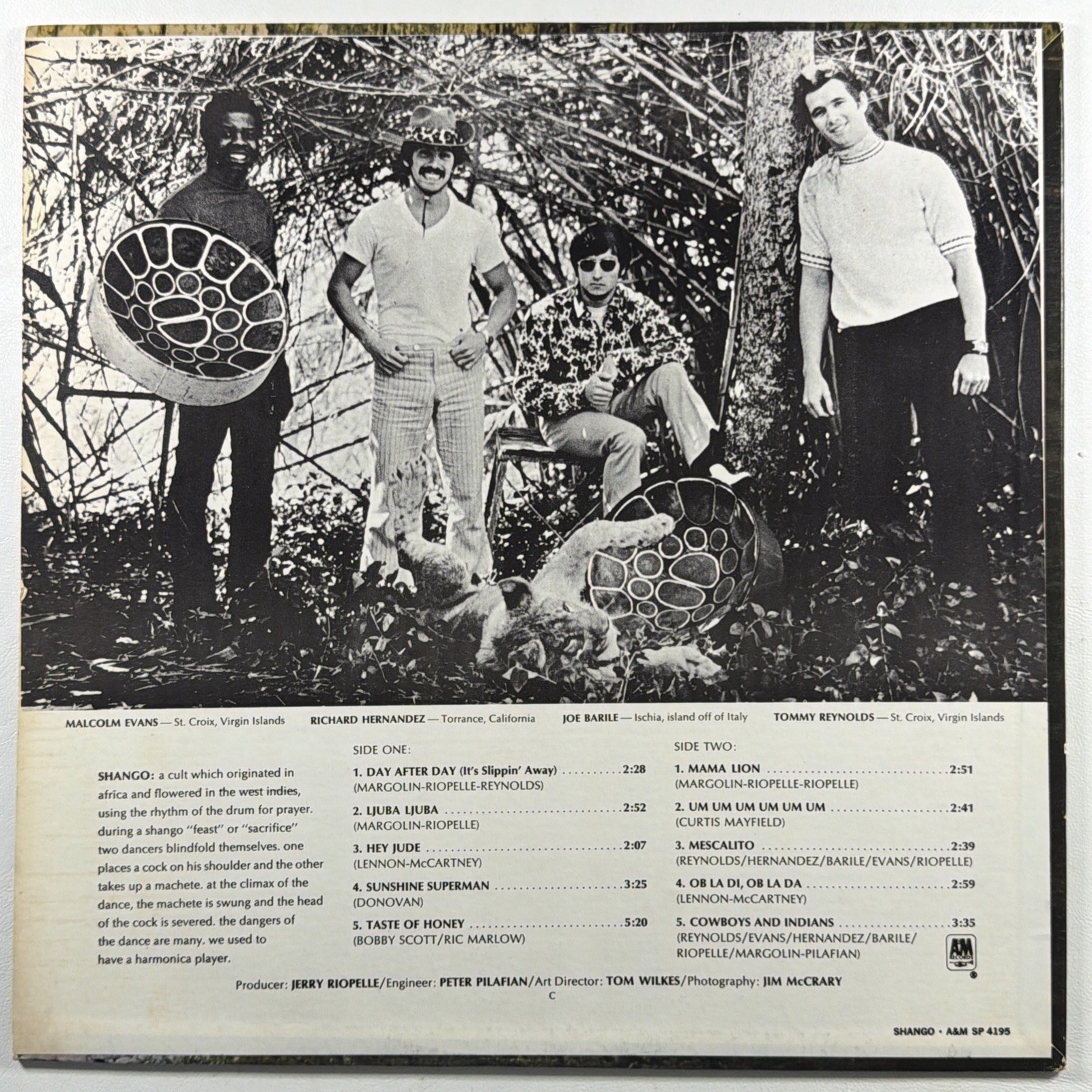 Shango - Self Titled LP A&M Records SP 4195 VG+ Canada 1969 Rock Latin - Image 2