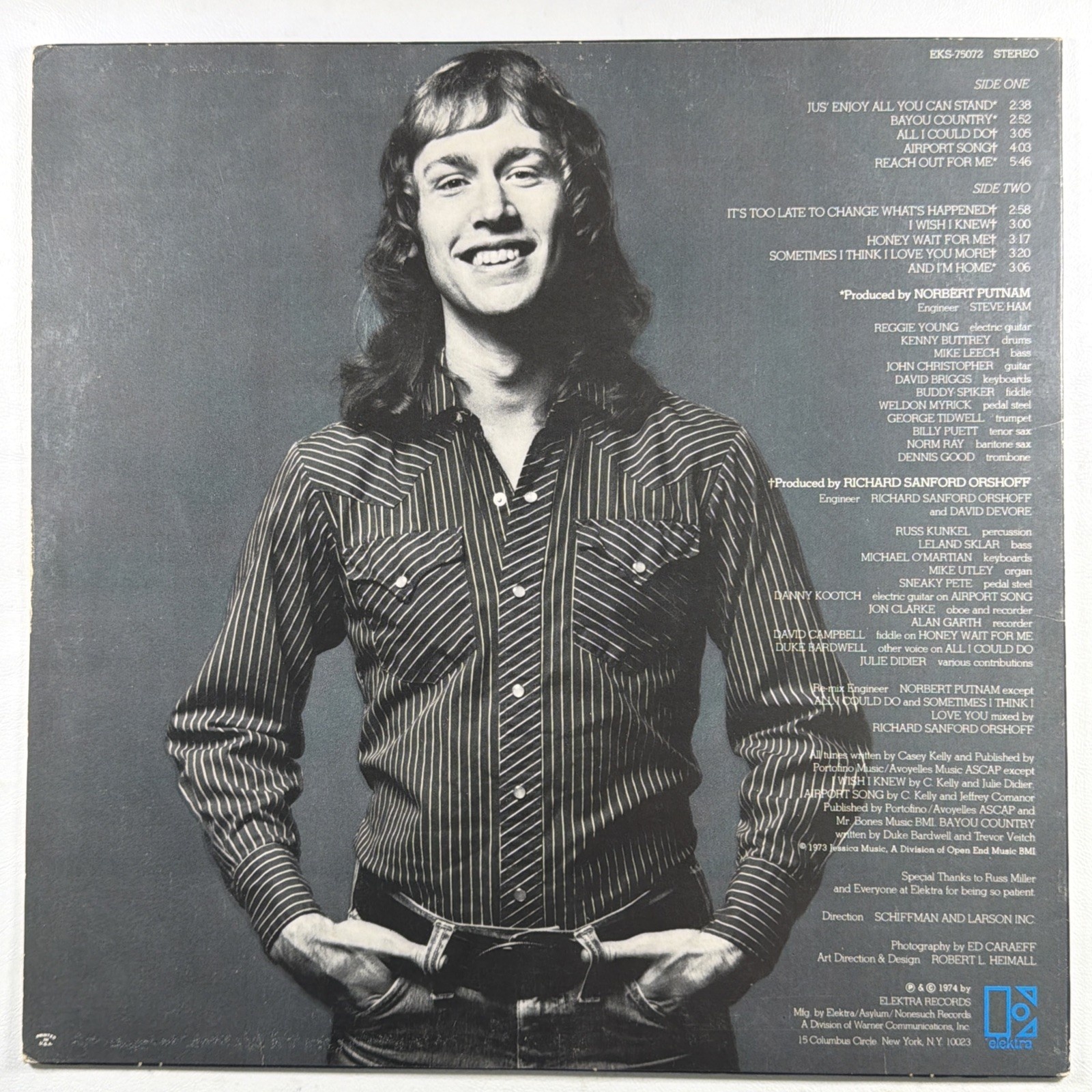 Casey Kelly - For Sale LP Elektra Records EKS 75072 EX White Promo 1974 Country - Image 3