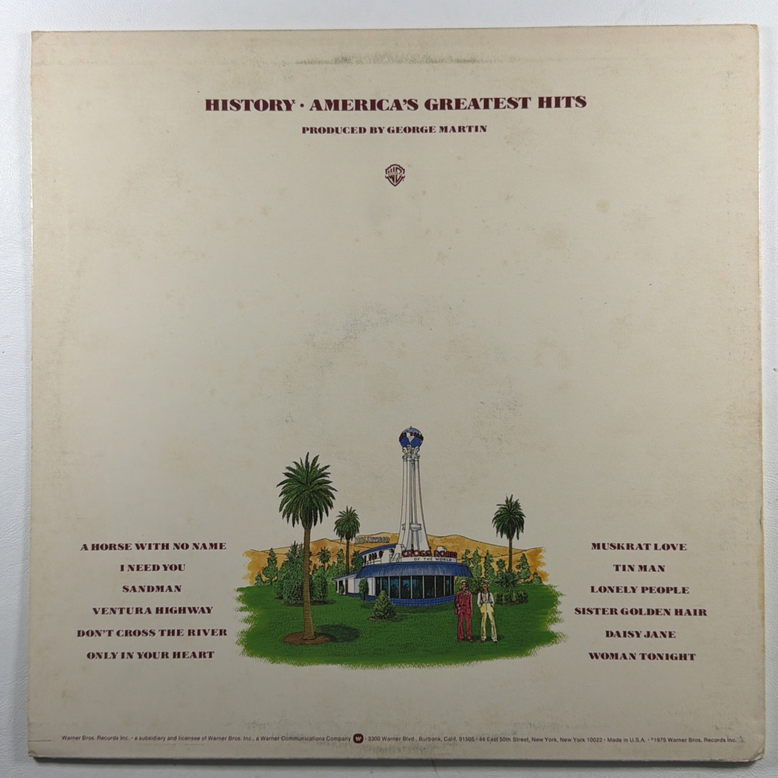 America - History America's Greatest Hits LP Warren Bros BS 2894 EX 1975 - Image 2