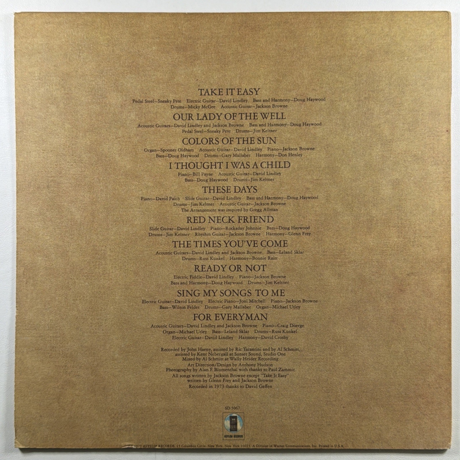 Jackson Browne - For Everyman LP Asylum SD 5067 EX White Label Promo 1973 - Image 4