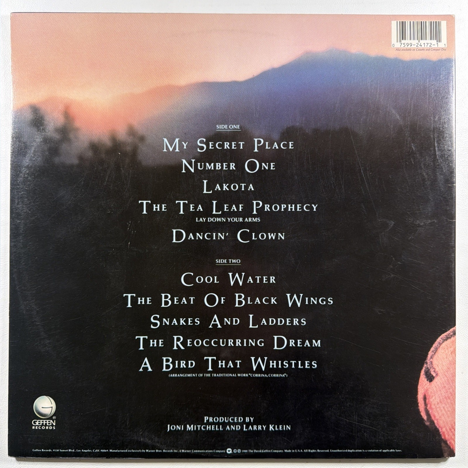 Joni Mitchell - Chalk Mark In A Rain Storm LP GEFFEN GHS 24172 NM 1988 Gate - Image 2