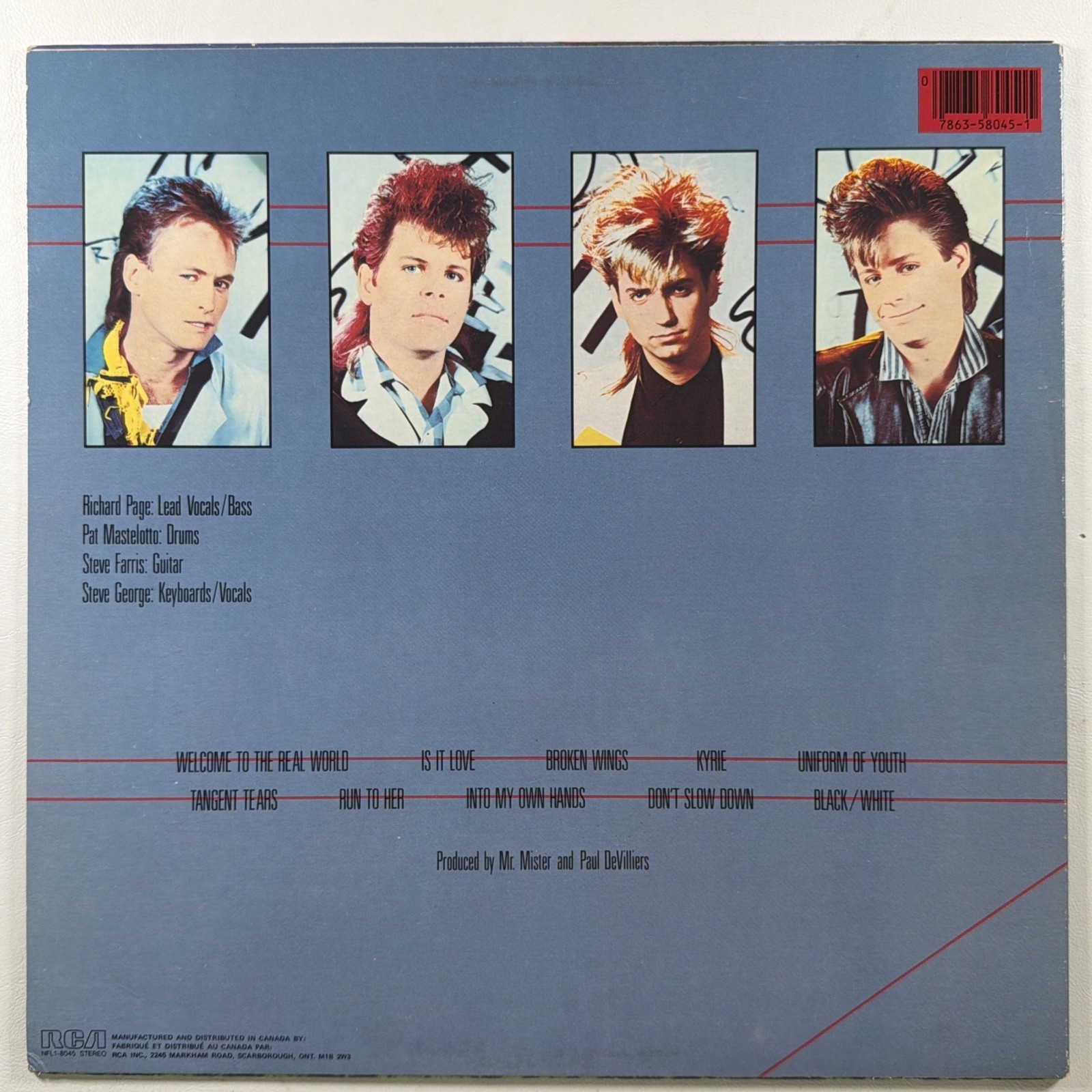 Mr. Mister - Welcome To The Real World LP RCA Victor NFL1-8045 EX 1986 Canada - Image 2