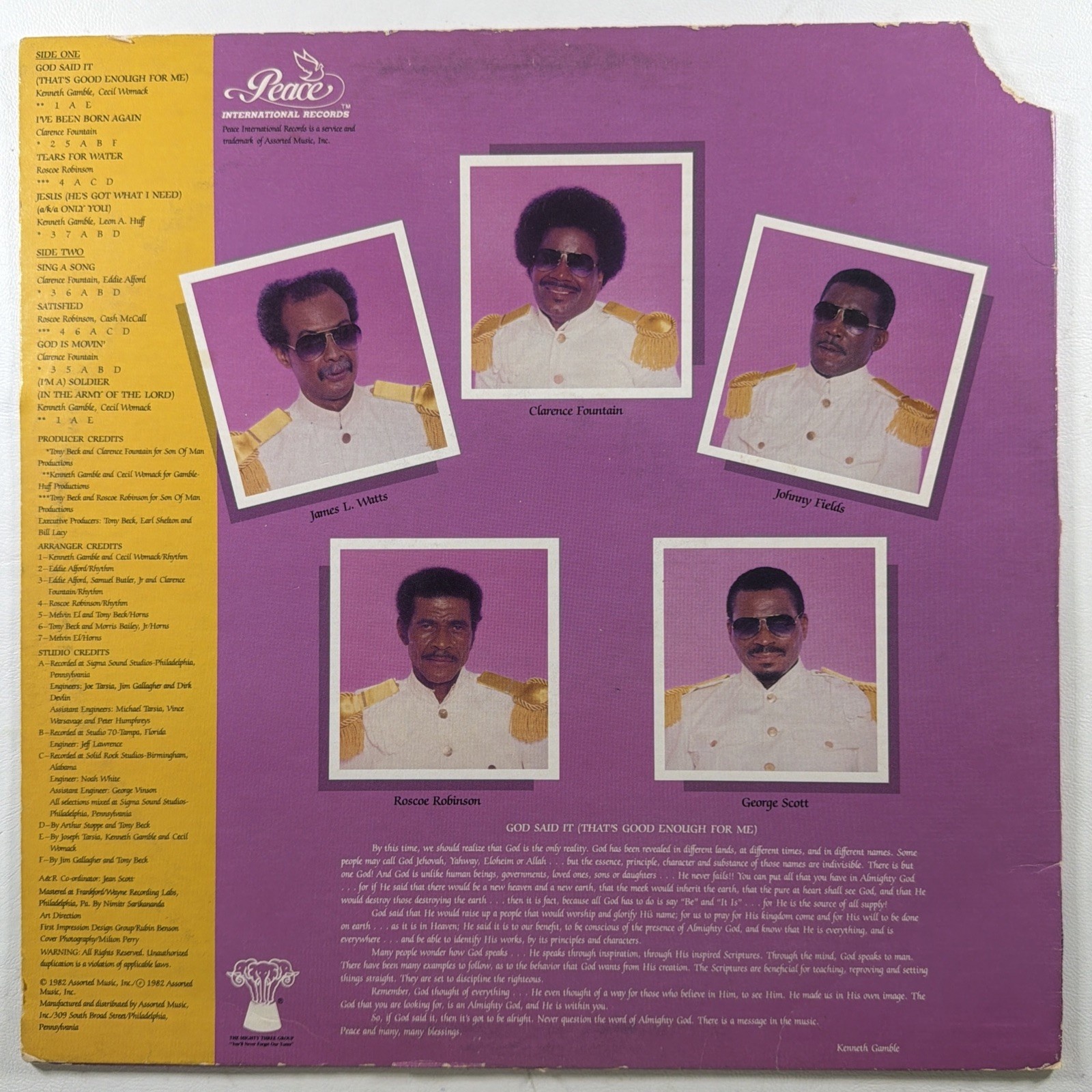 Clarence Fountain Five Blind Boys I’m A Soldier In The Army Of The Lord LP VG+ - Image 2