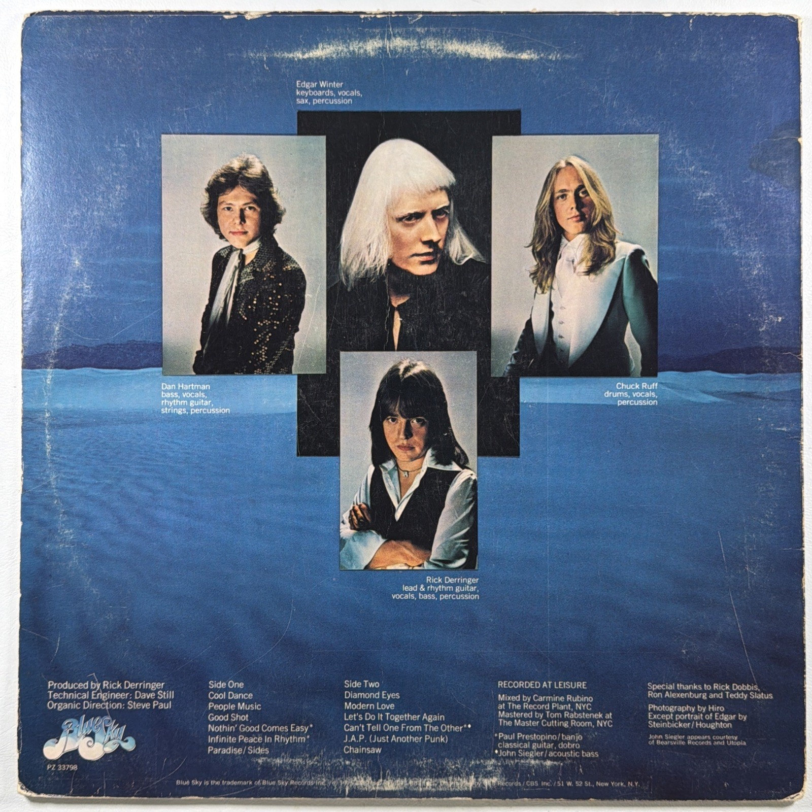 The Edgar Winter Group w/Rick Derringer - Self Titled LP Blue Sky PZ 33798 VG+ - Image 2