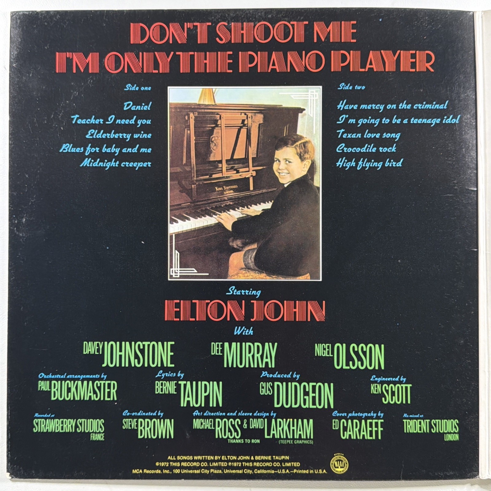 Elton John - Don't Shoot Me, I'm Only the Piano Player MCA-3005 EX 1972 Gate - Image 3
