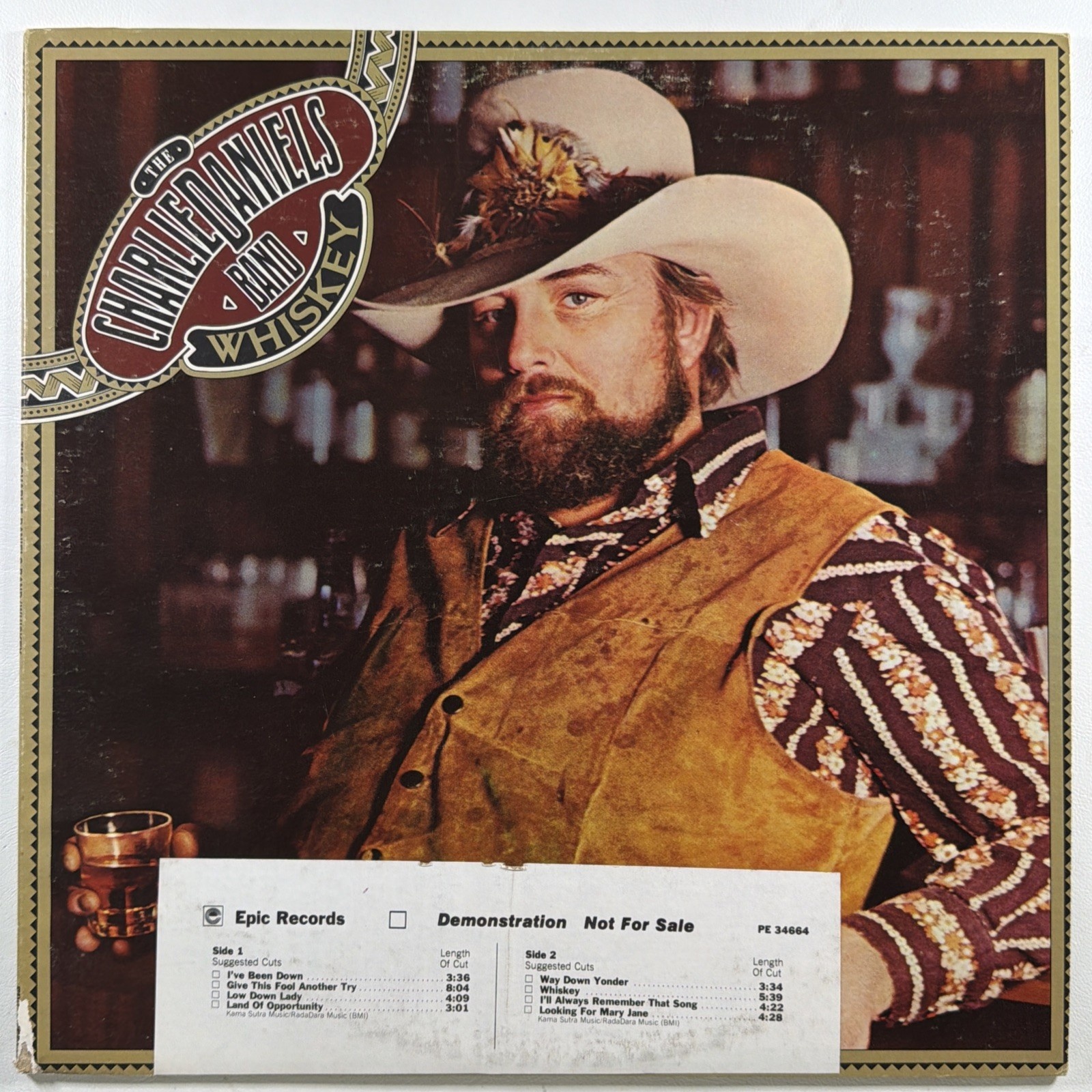The Charlie Daniels Band - Whiskey LP Epic Records PE 34664 NM White Promo 1977