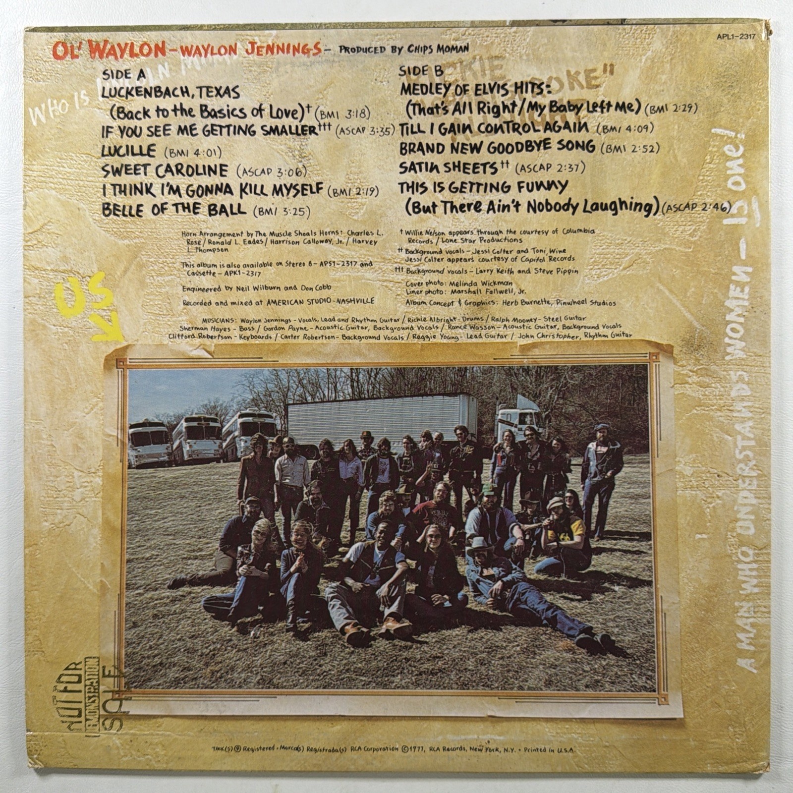Waylon Jennings - Ol' Waylon LP RCA AFL1-2317 VG+ 1977 Promo Country - Image 2