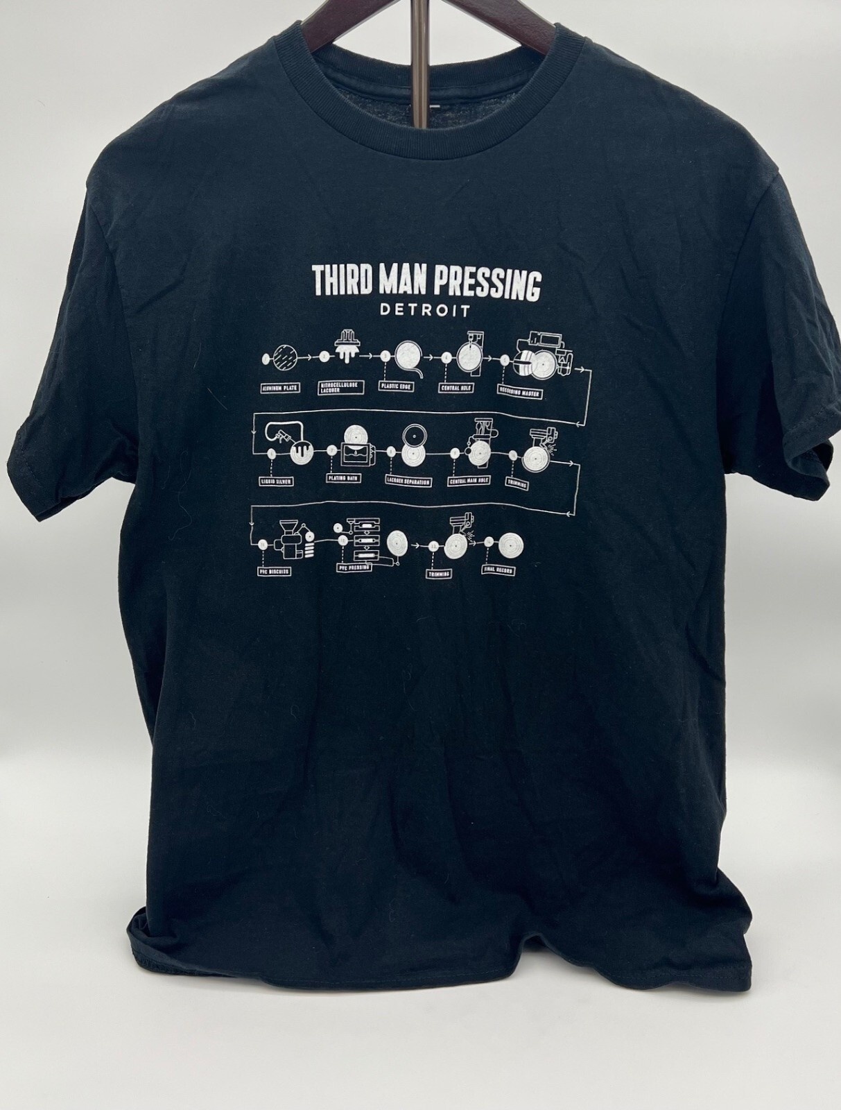 Third Man Records Vinyl Pressing Plant Detroit Logo T Shirt (Medium) Black