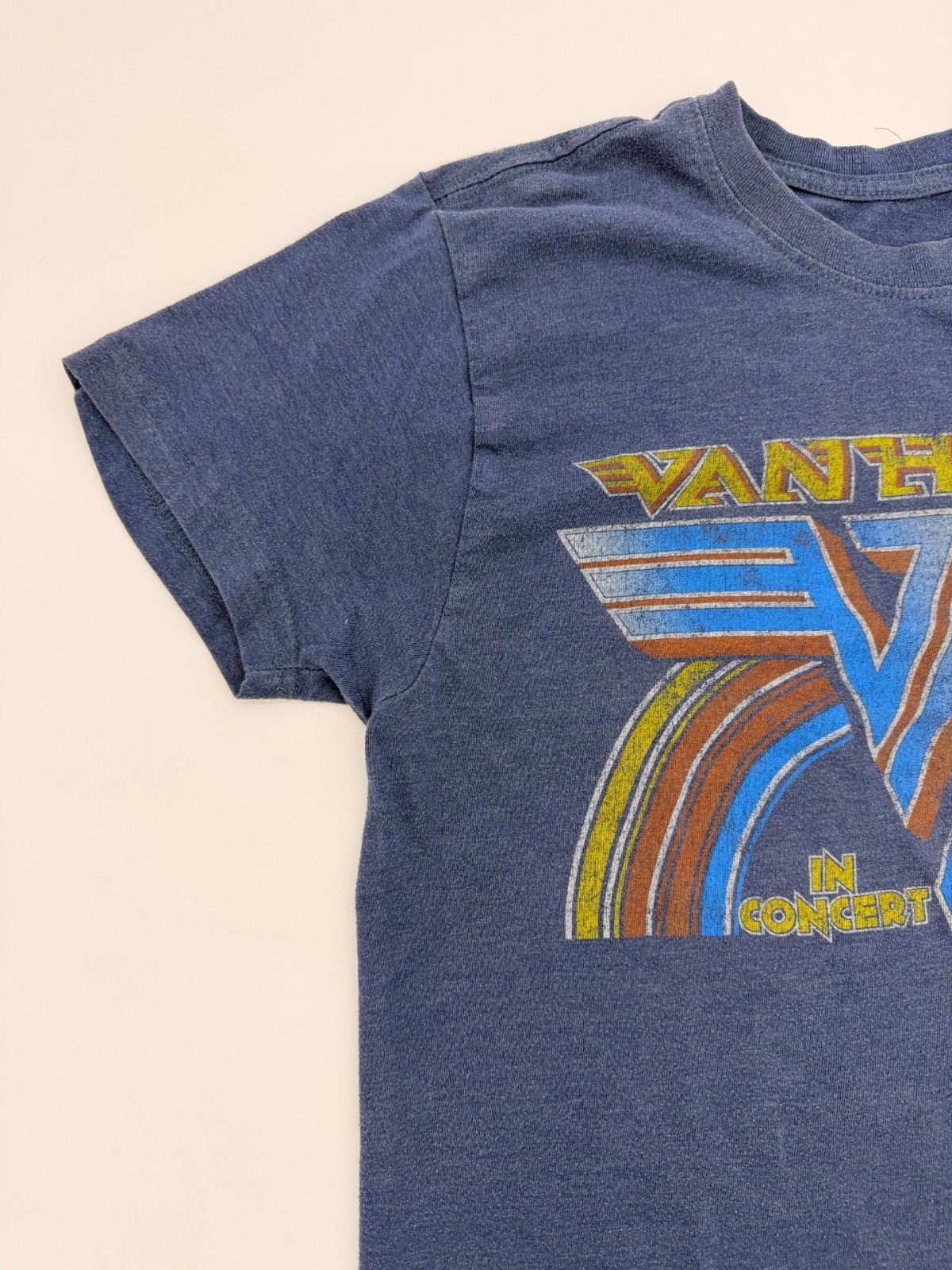 Van Halen 1980 Concert Remake Blue Tee T Shirt Used Size Small - Image 3