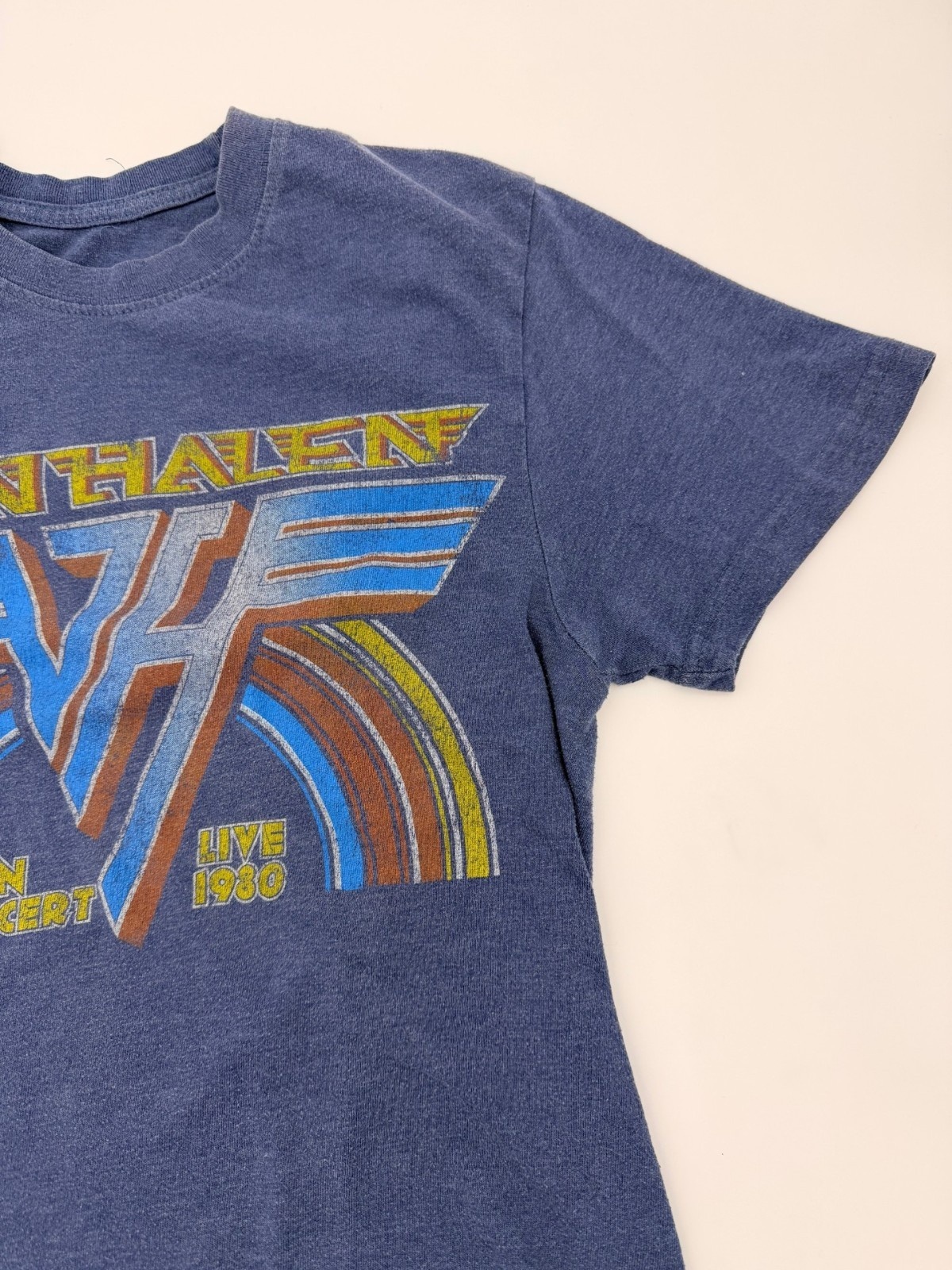 Van Halen 1980 Concert Remake Blue Tee T Shirt Used Size Small - Image 4