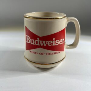Budweiser Ceramic Small White Mug/Cup w/Handle Gold Trim Official Product