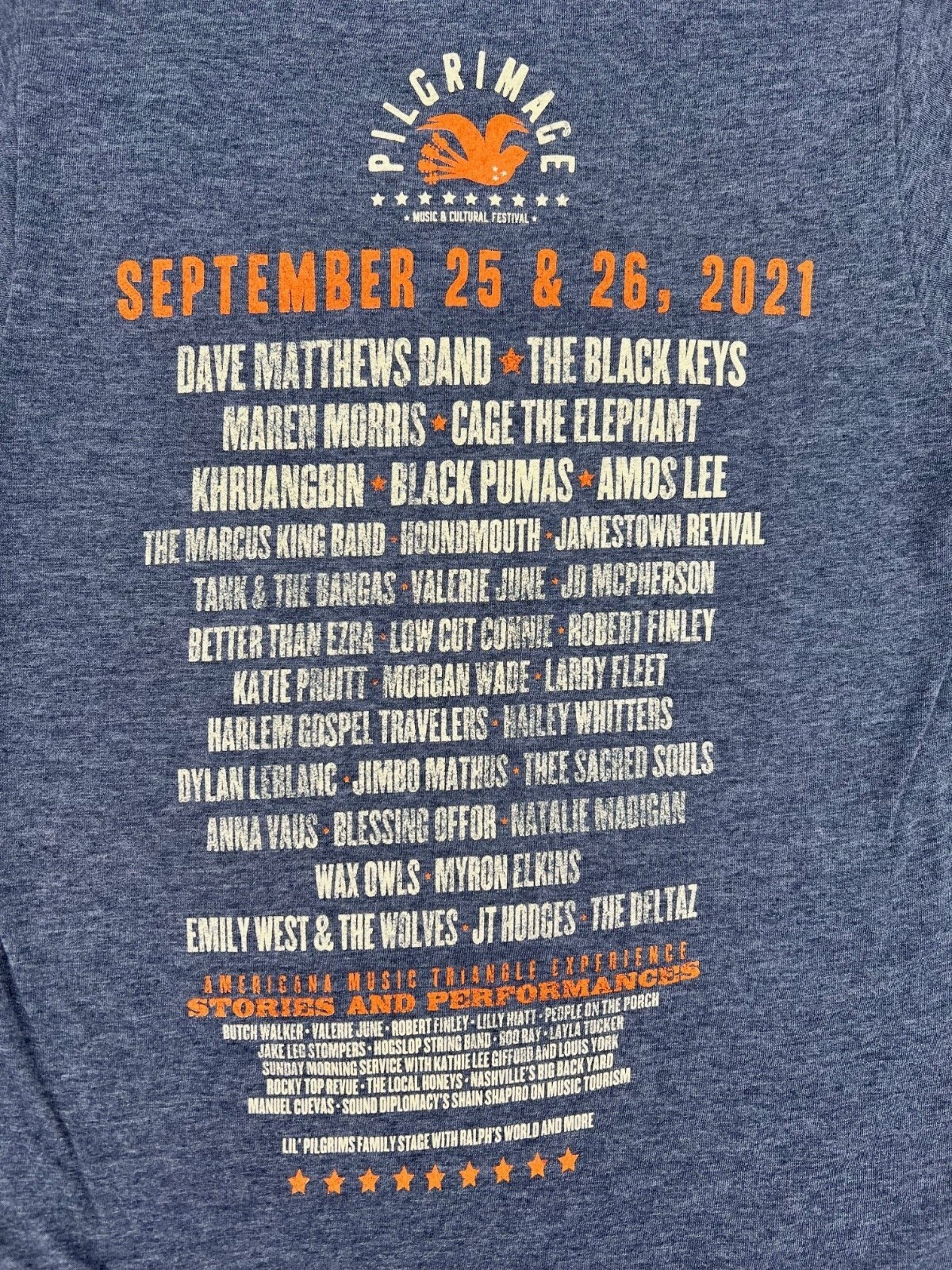 Pilgrimage Music Festival 2021 Blue T-Shirt (Small) Dave Matthews/Black Keys - Image 6